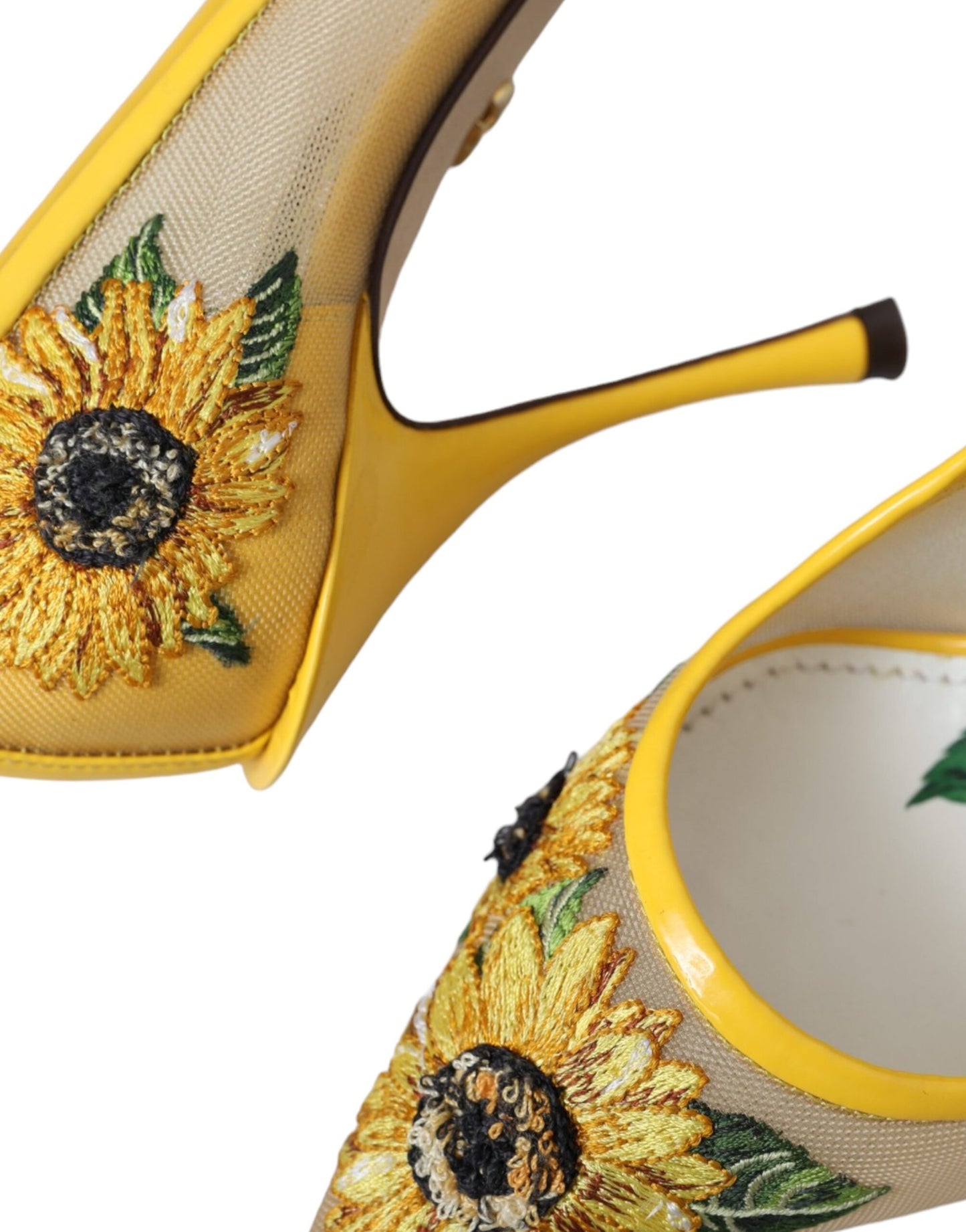 Dolce & Gabbana Yellow Sunflower Mesh Heels Pumps Shoes EU36 / US5.5