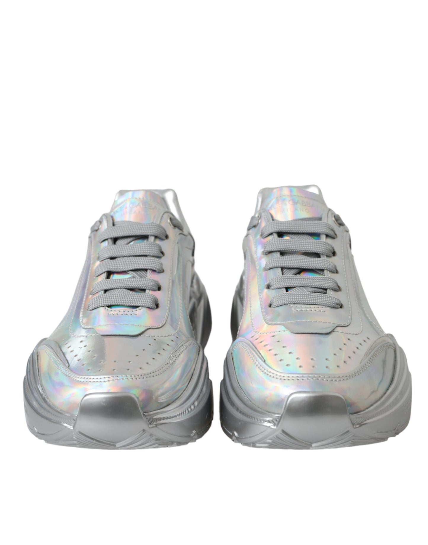 Dolce & Gabbana Silver Iridescent DAYMASTER Leather Sneakers Shoes EU39 / US8.5