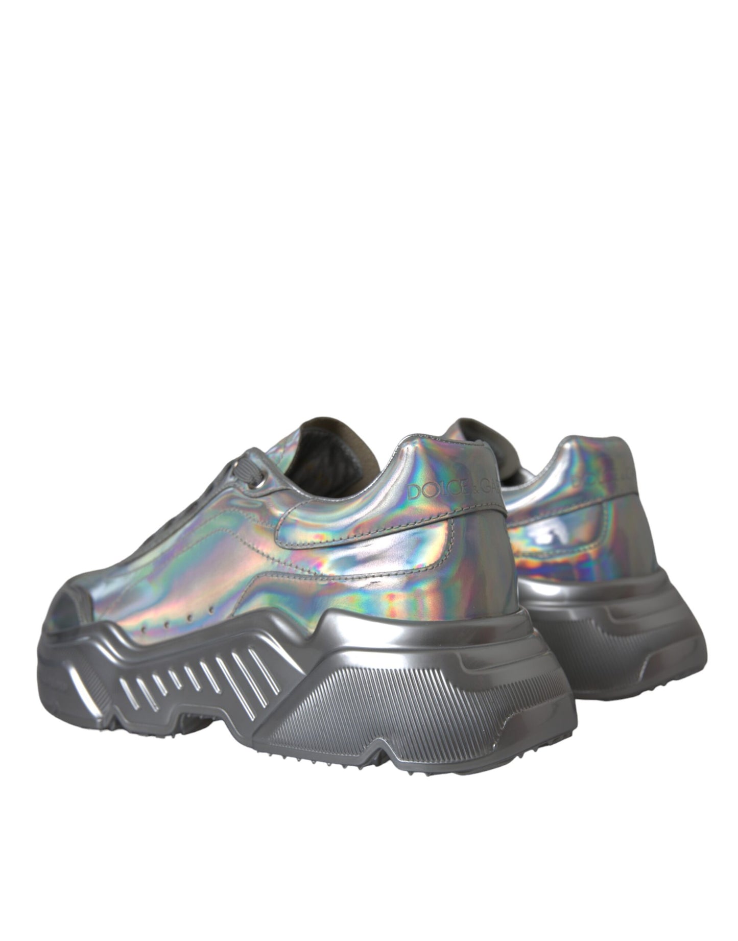 Dolce & Gabbana Silver Iridescent DAYMASTER Leather Sneakers Shoes EU39 / US8.5