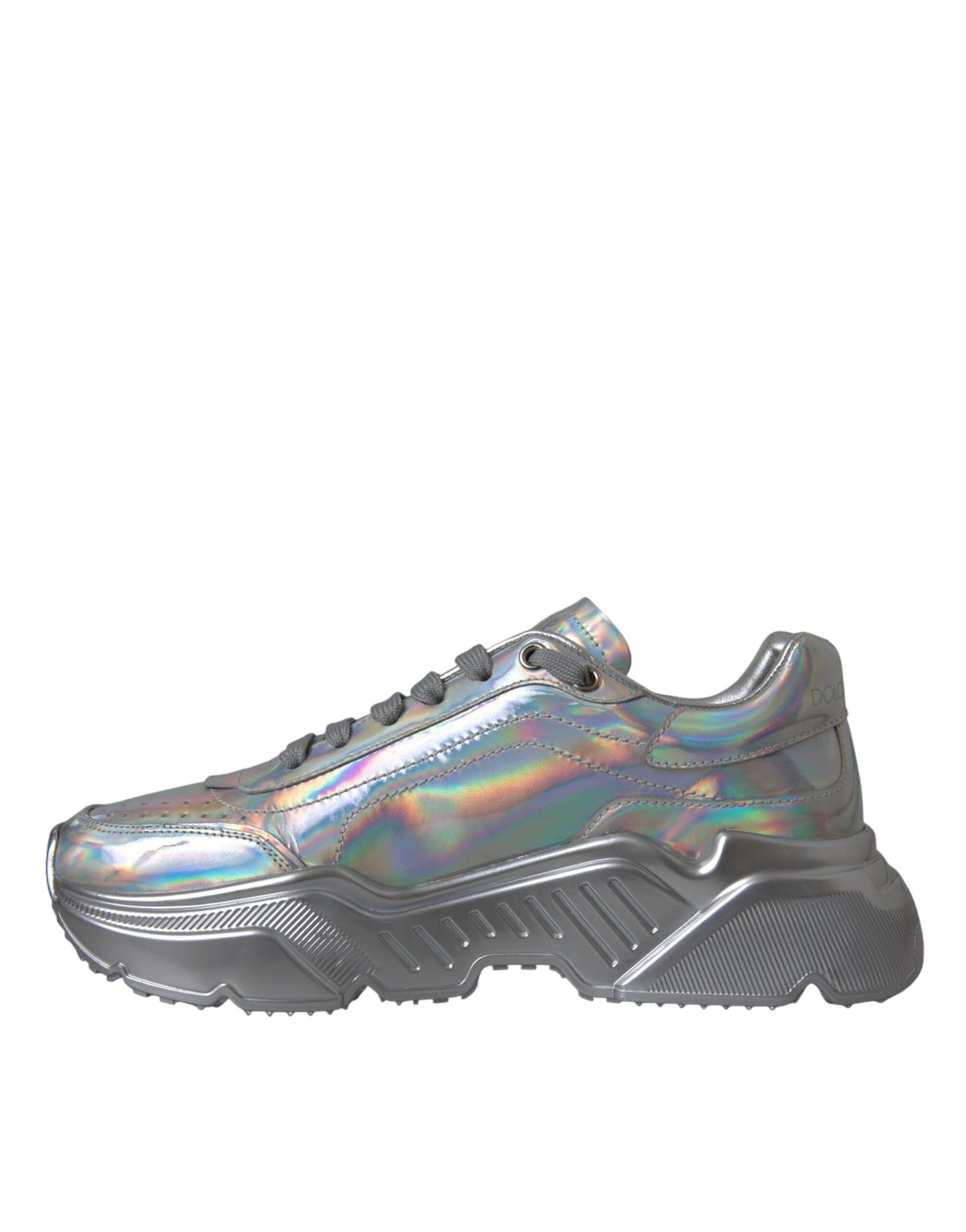 Dolce & Gabbana Silver Iridescent DAYMASTER Leather Sneakers Shoes EU39 / US8.5