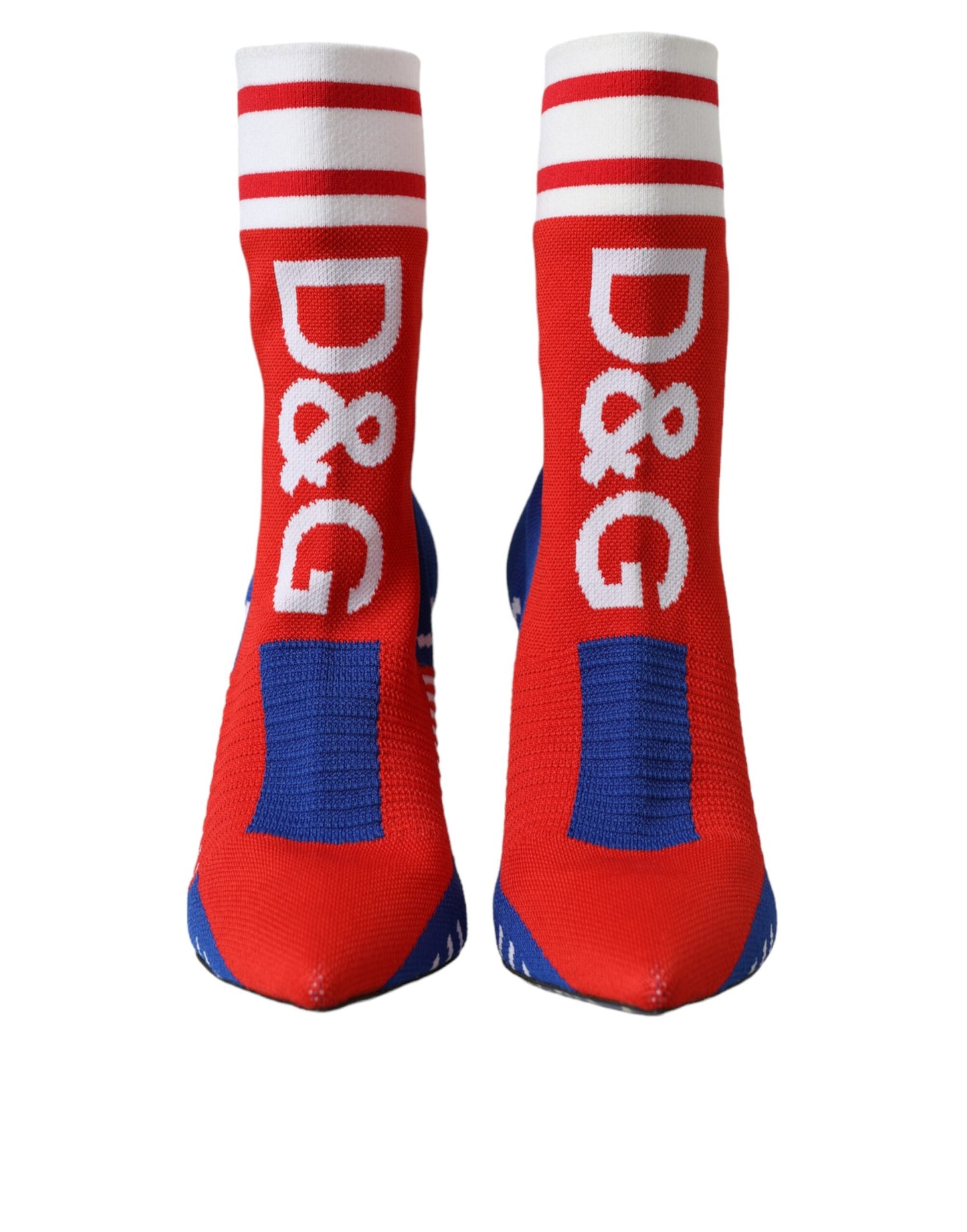 Dolce & Gabbana Red Blue Stretch Sock Style Short Boots Logo Shoes EU37 / US6.5