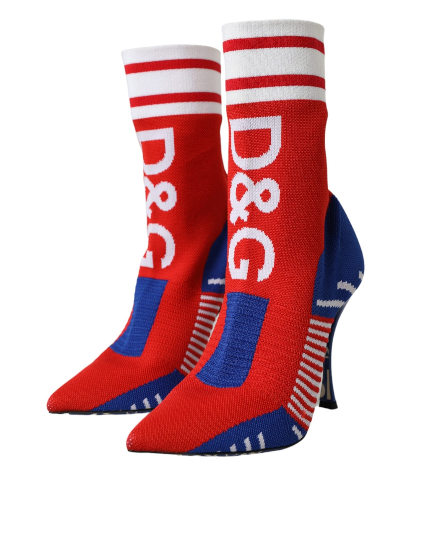 Dolce & Gabbana Red Blue Stretch Sock Style Short Boots Logo Shoes EU37 / US6.5