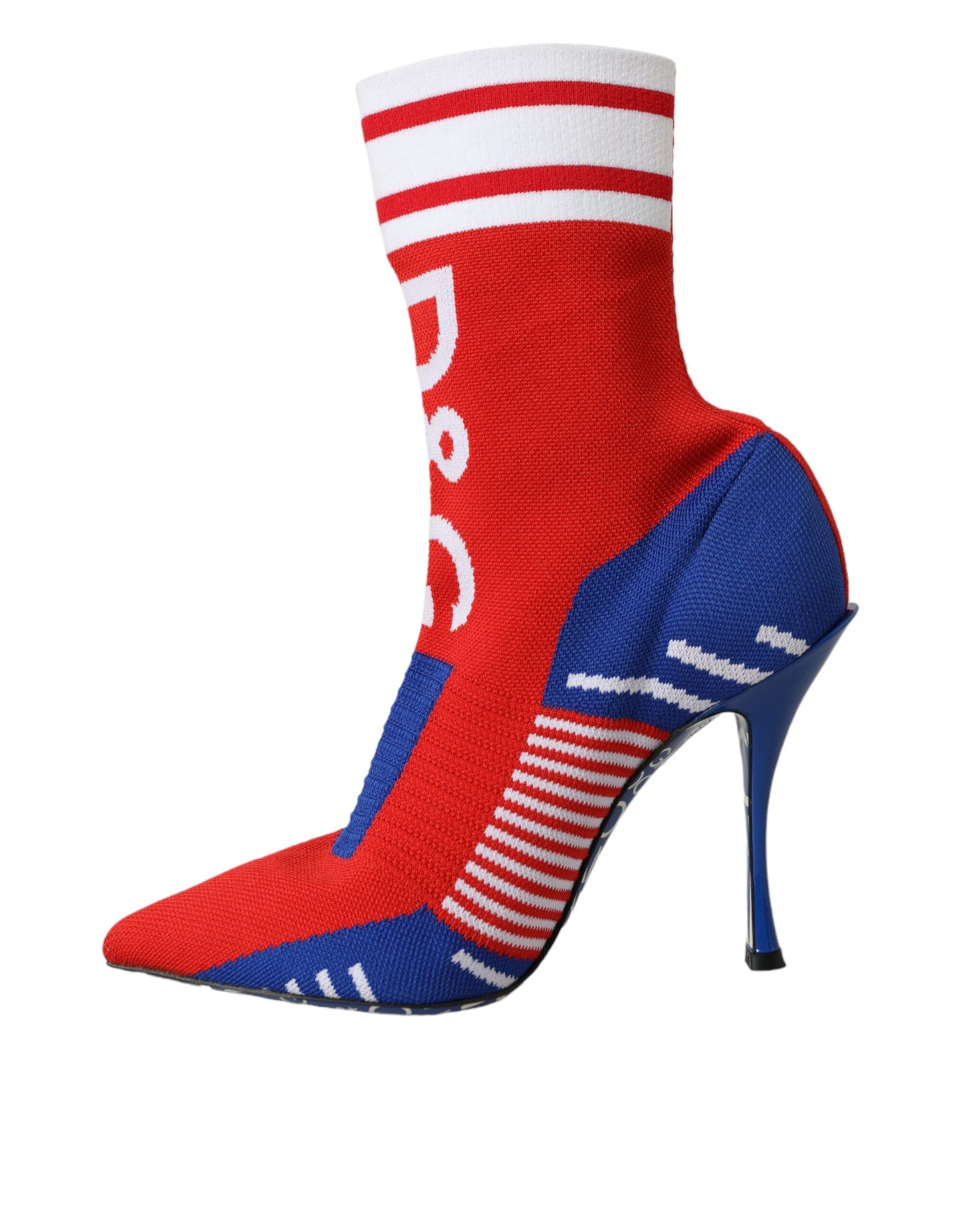 Dolce & Gabbana Red Blue Stretch Sock Style Short Boots Logo Shoes EU37 / US6.5