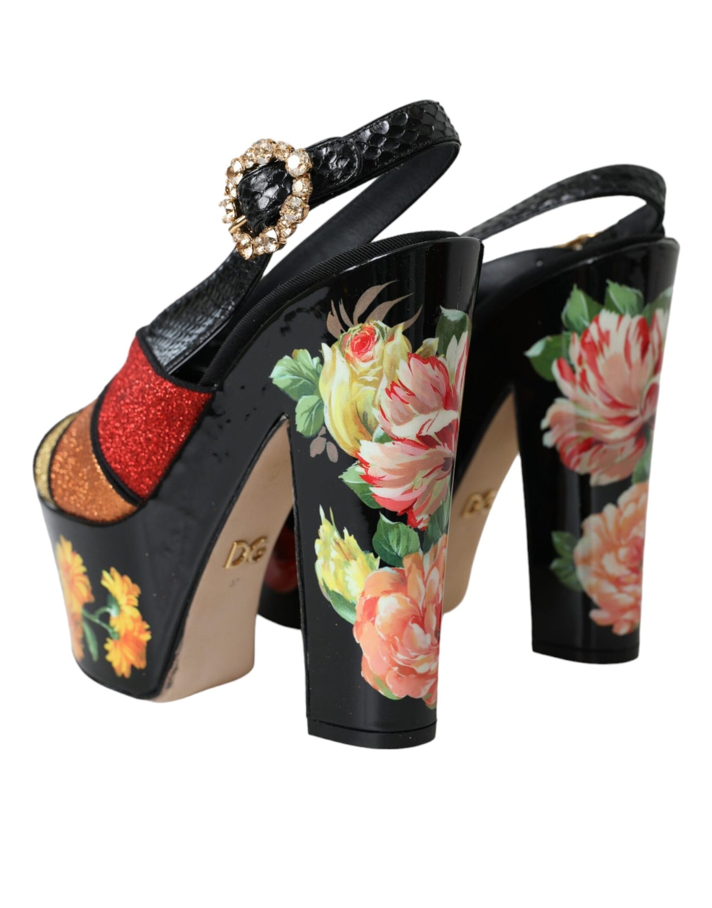 Dolce & Gabbana Multicolor Floral Crystal Platform Sandals Shoes EU37 / US6.5