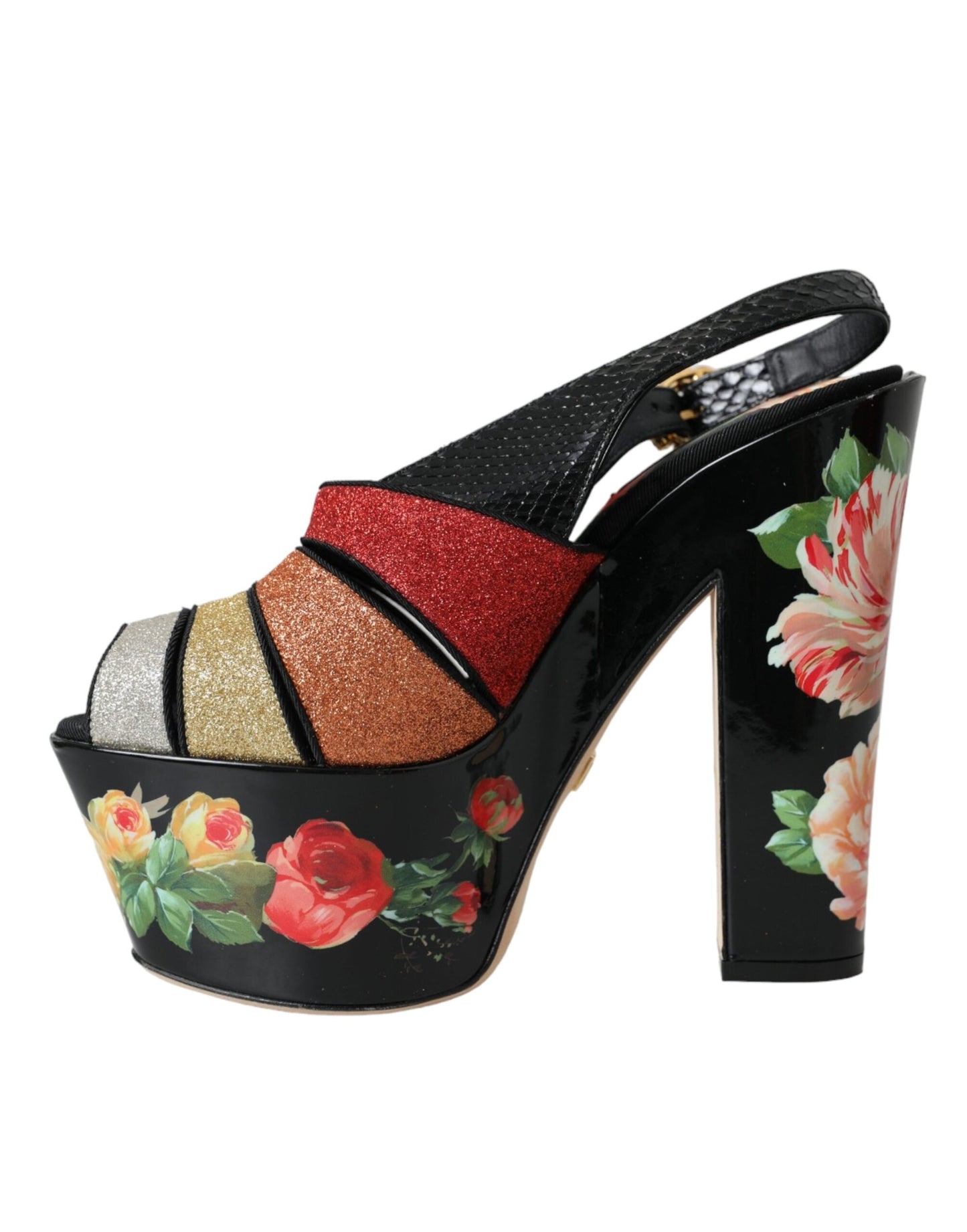 Dolce & Gabbana Multicolor Floral Crystal Platform Sandals Shoes EU37 / US6.5