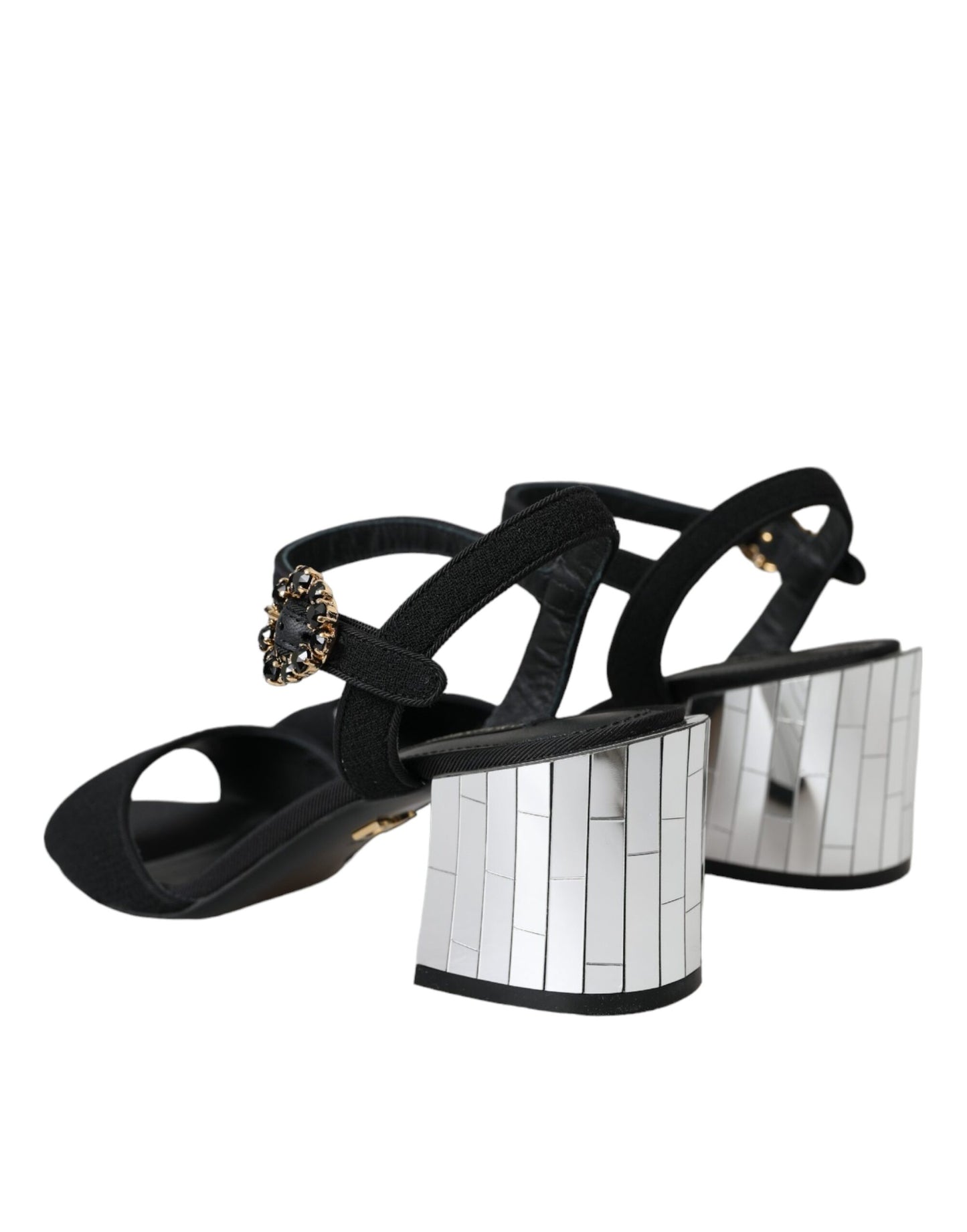 Dolce & Gabbana Black Crystal Ankle Strap Keira Sandal Shoes EU37.5 / US7