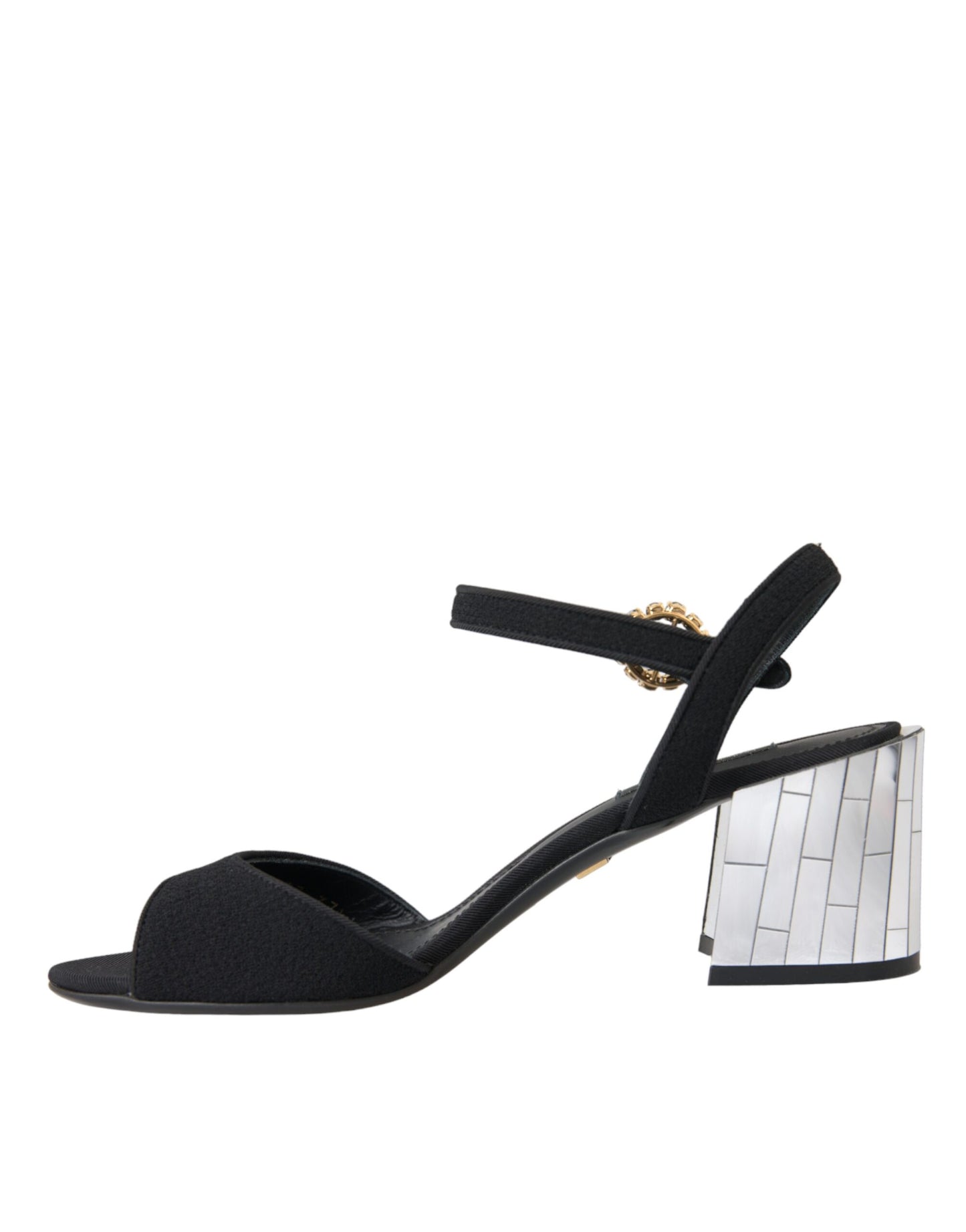 Dolce & Gabbana Black Crystal Ankle Strap Keira Sandal Shoes EU37.5 / US7