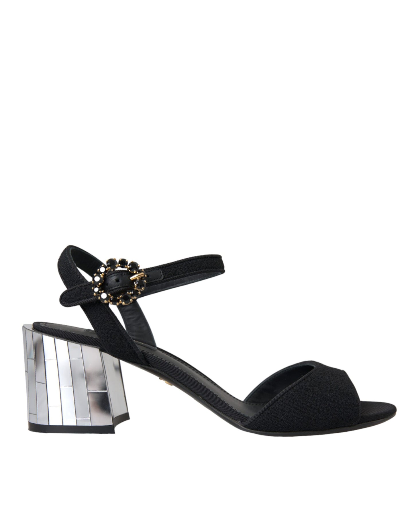 Dolce & Gabbana Black Crystal Ankle Strap Keira Sandal Shoes EU37.5 / US7