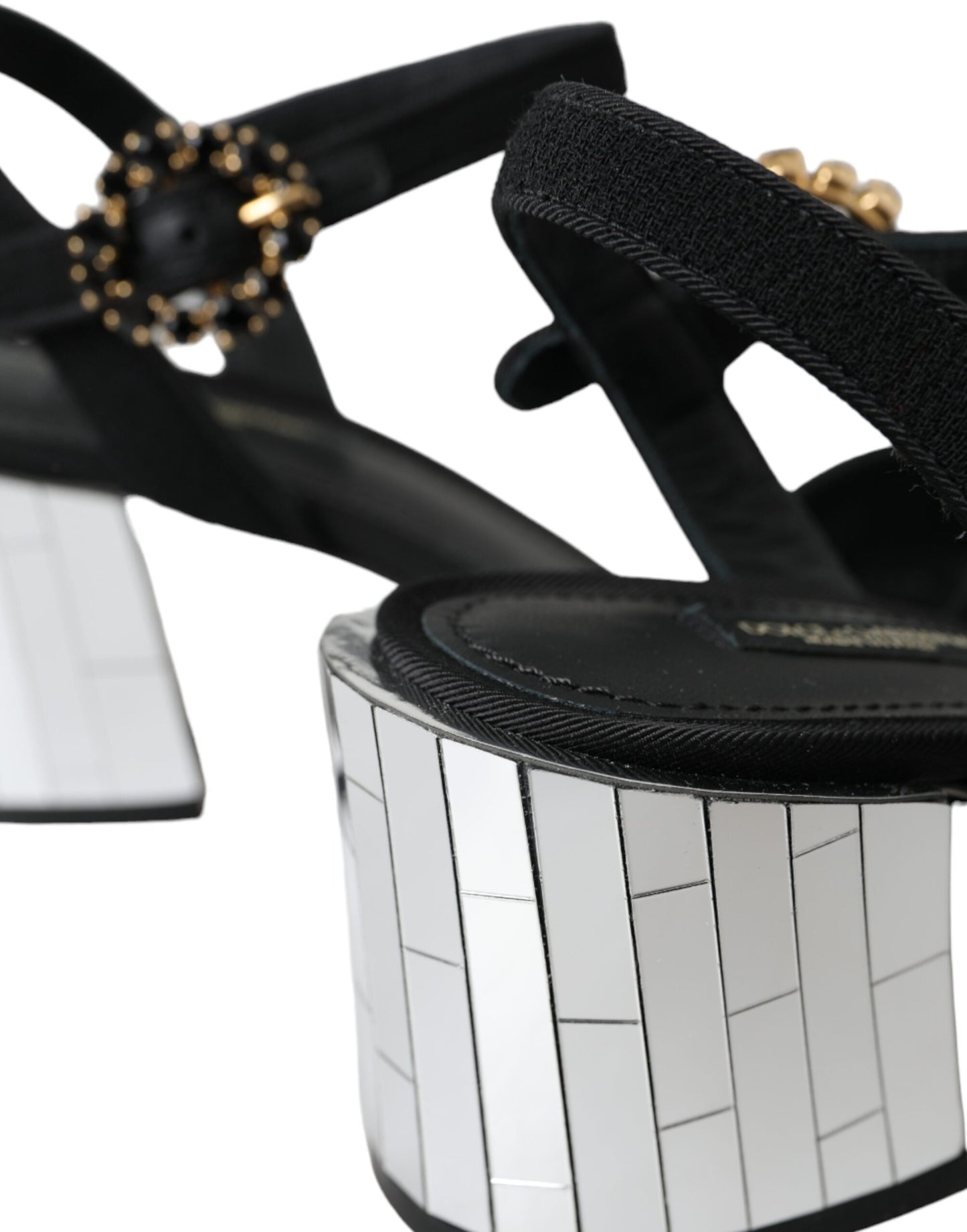 Dolce & Gabbana Black Crystal Ankle Strap Keira Sandal Shoes EU37.5 / US7