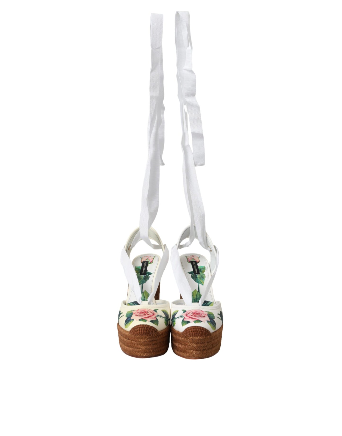 Dolce & Gabbana White Floral Wedge Heels Sandals Shoes EU38 / US7.5