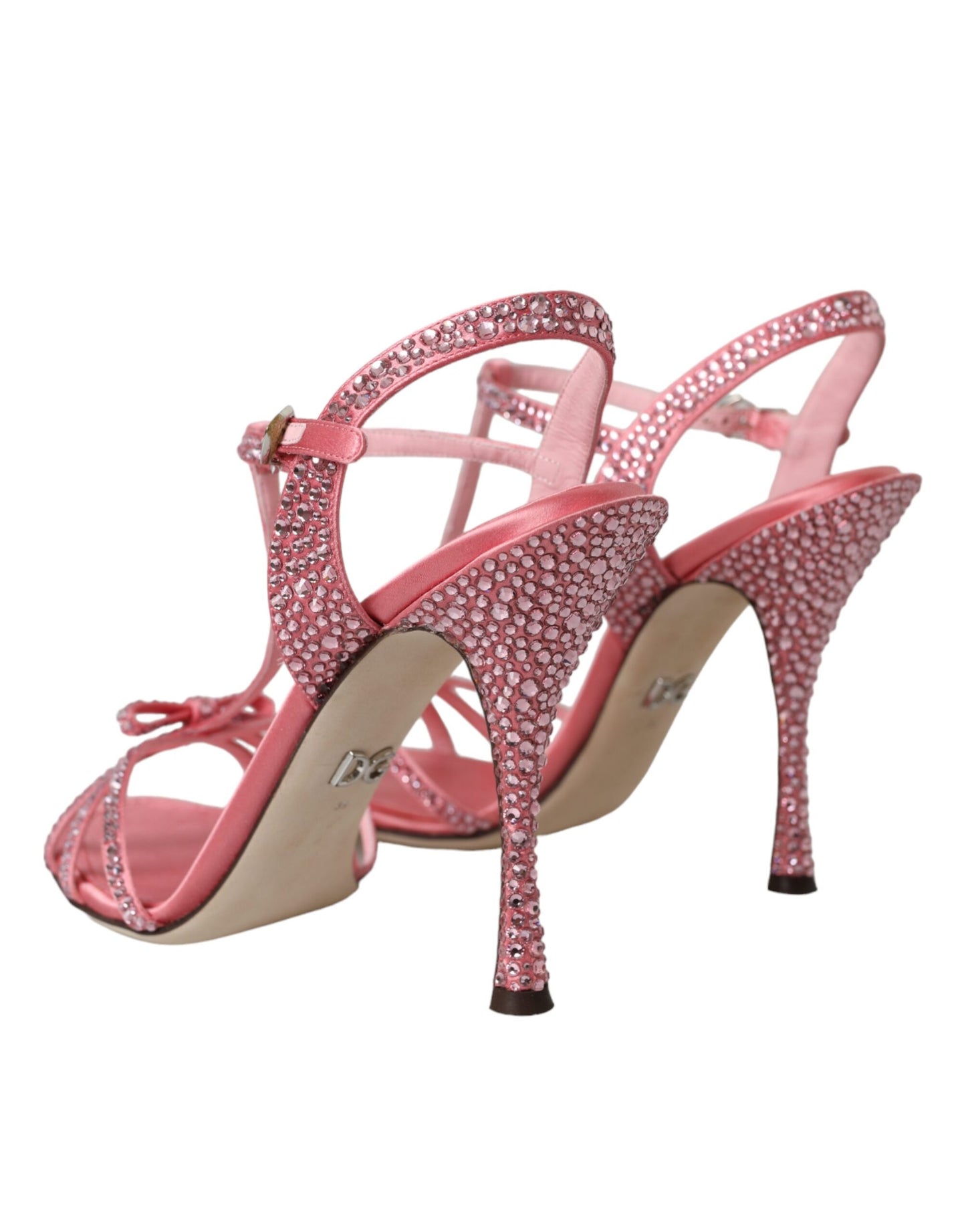 Dolce & Gabbana Pink Strass Ankle Strap Heels Sandals Shoes EU39 / US8.5