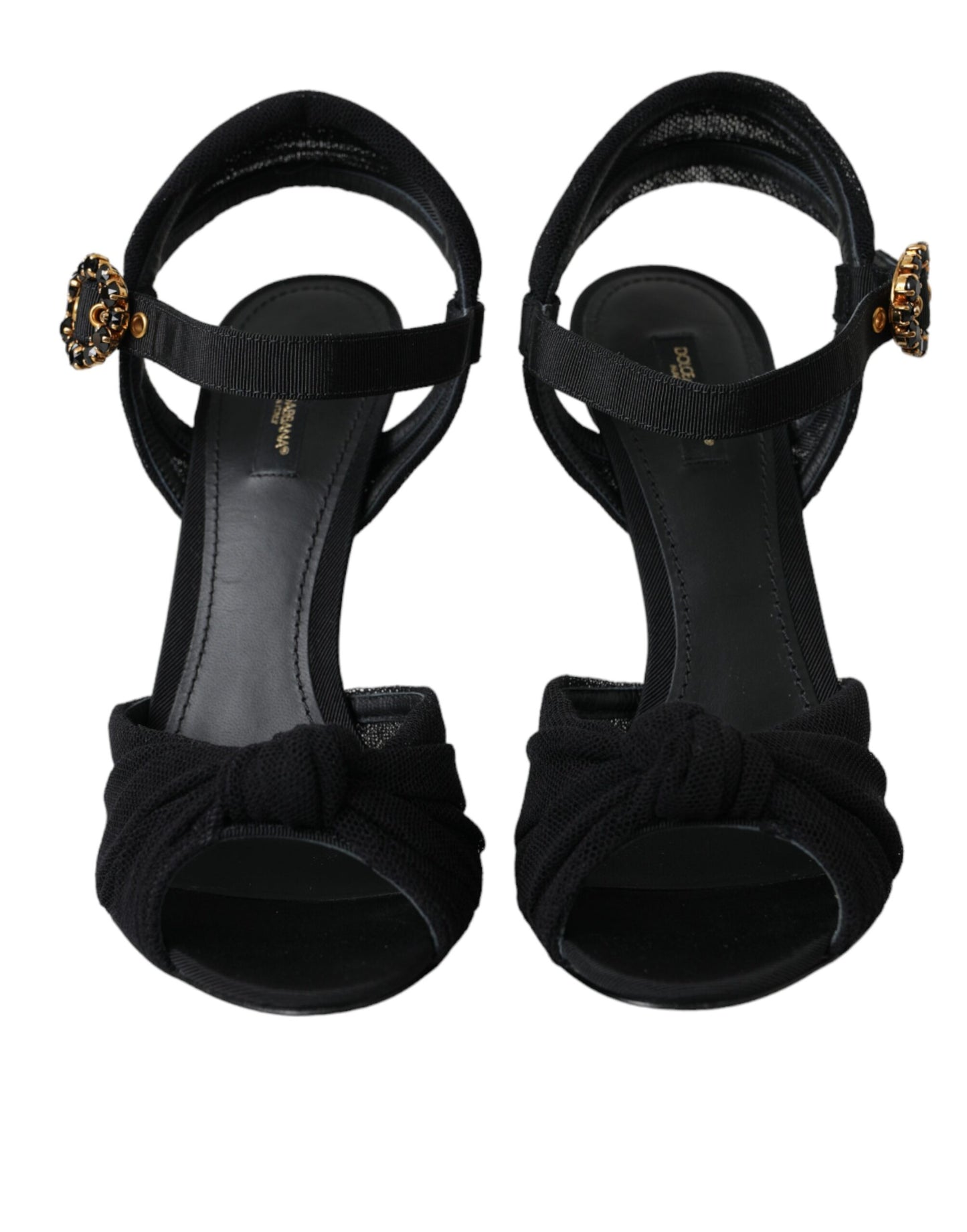 Dolce & Gabbana Black Suede Crystals Keira Sandals Shoes EU40 / US9.5