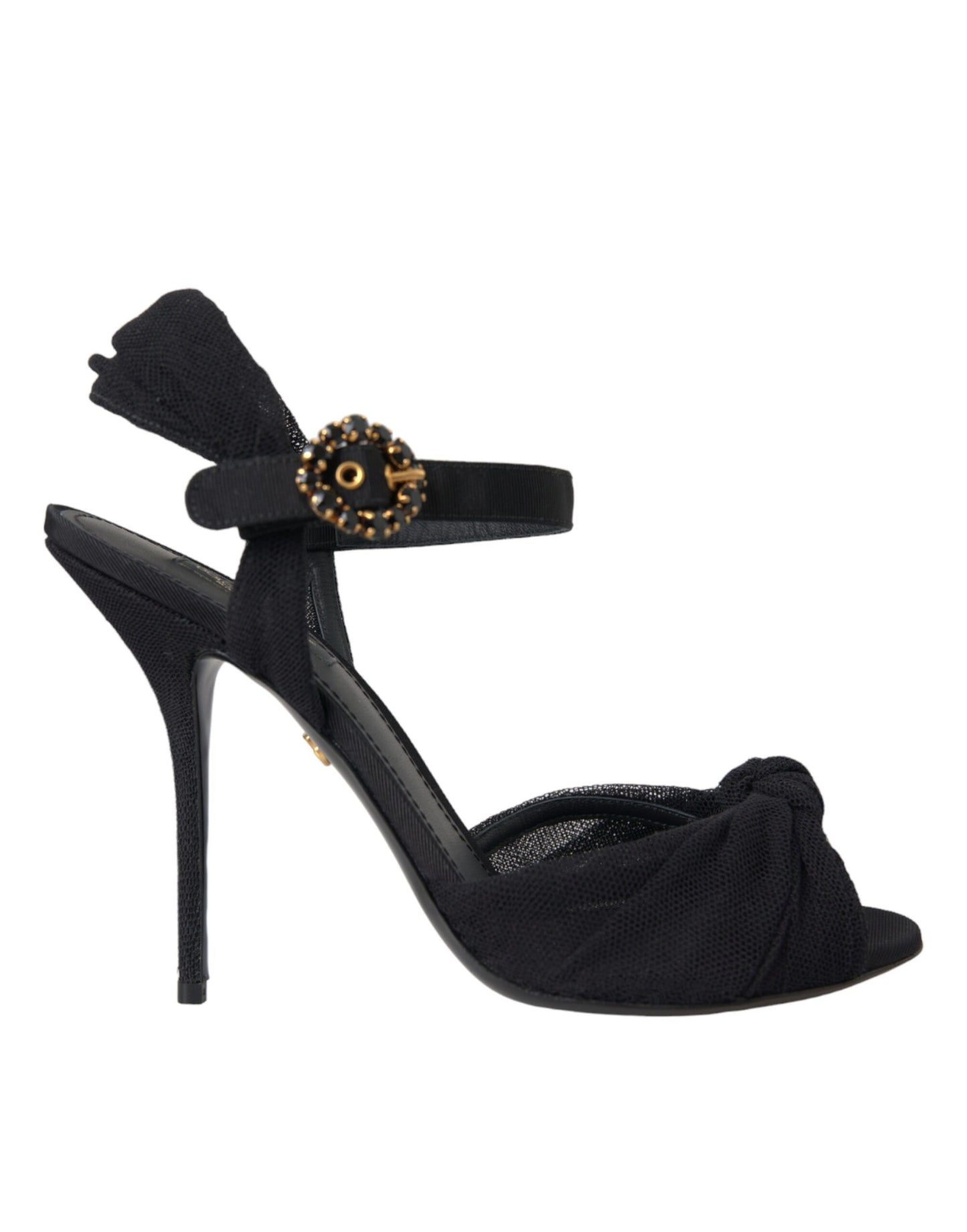 Dolce & Gabbana Black Suede Crystals Keira Sandals Shoes EU40 / US9.5