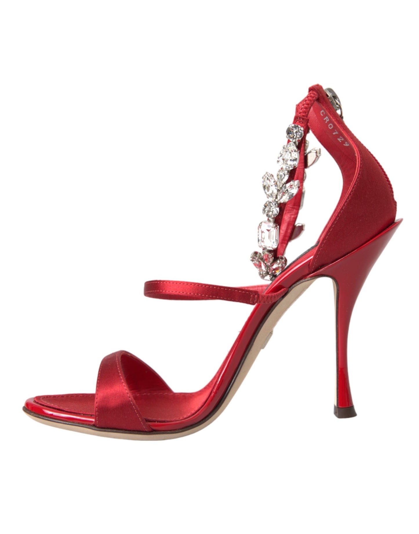 Dolce & Gabbana Red Keira Satin Crystals Sandals Heels Shoes EU35 / US4.5