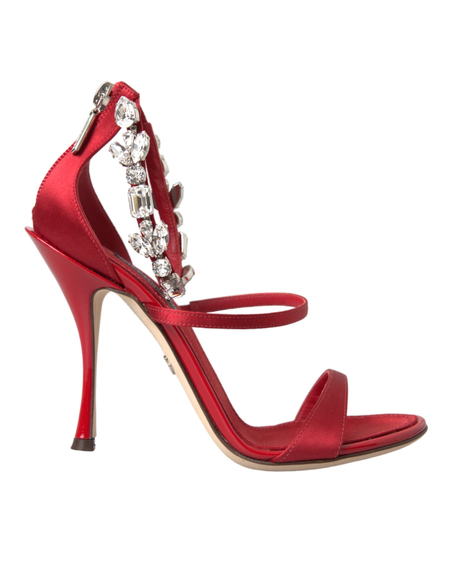 Dolce & Gabbana Red Keira Satin Crystals Sandals Heels Shoes EU35 / US4.5