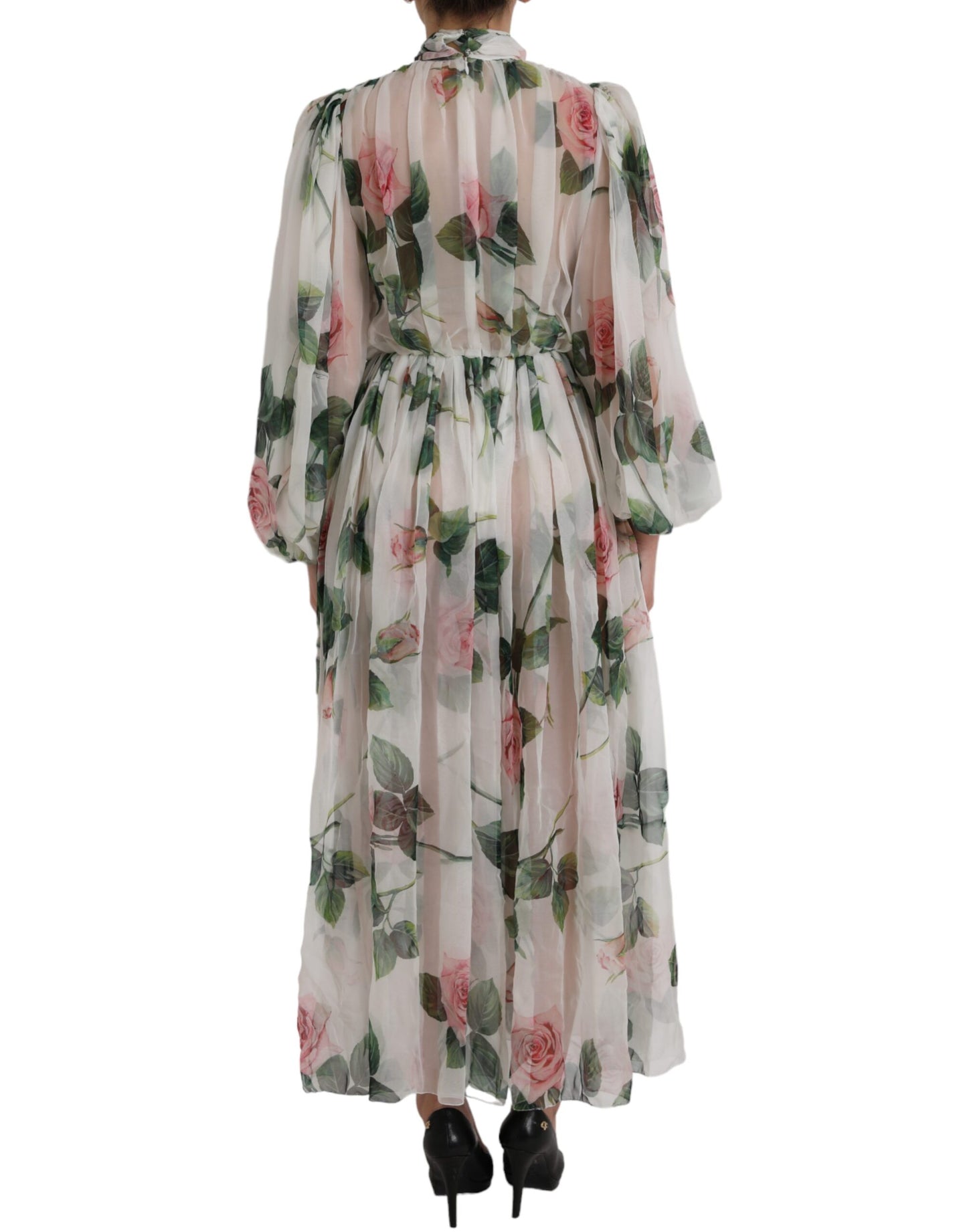 Dolce & Gabbana White Silk Floral Print Long Maxi Dress IT42 / M