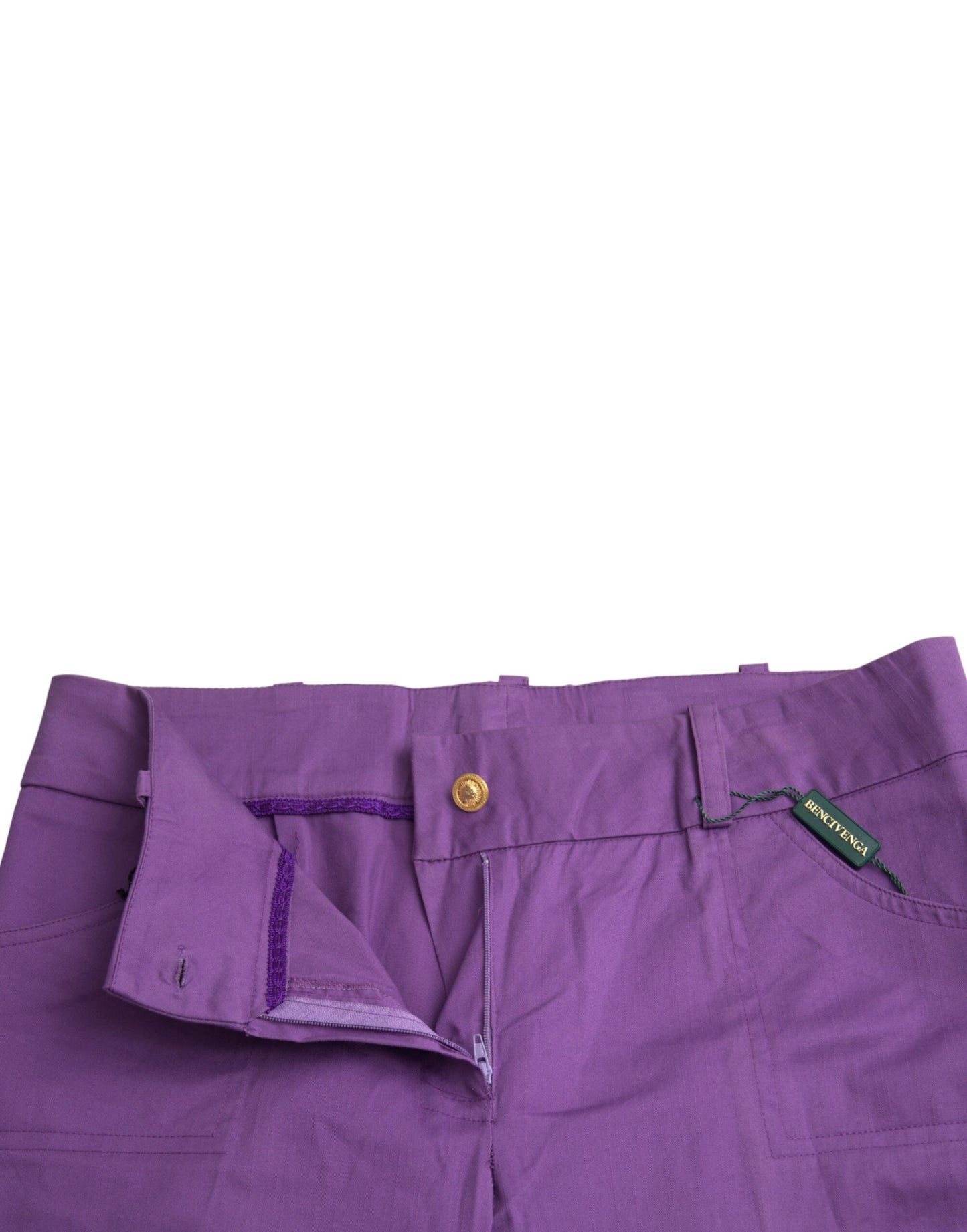 BENCIVENGA Purple Cotton MidWaist Straight Cropped Pants IT48 | XXL