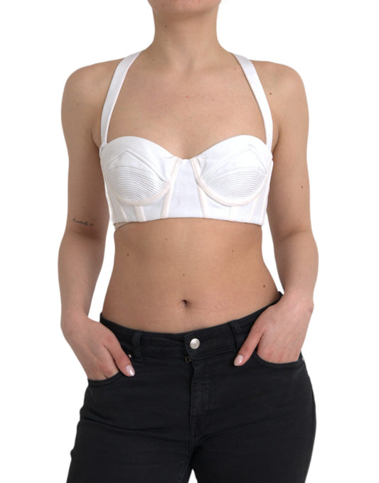 Versace White Viscose Bustier Sleeveless Cropped Top IT42 | M