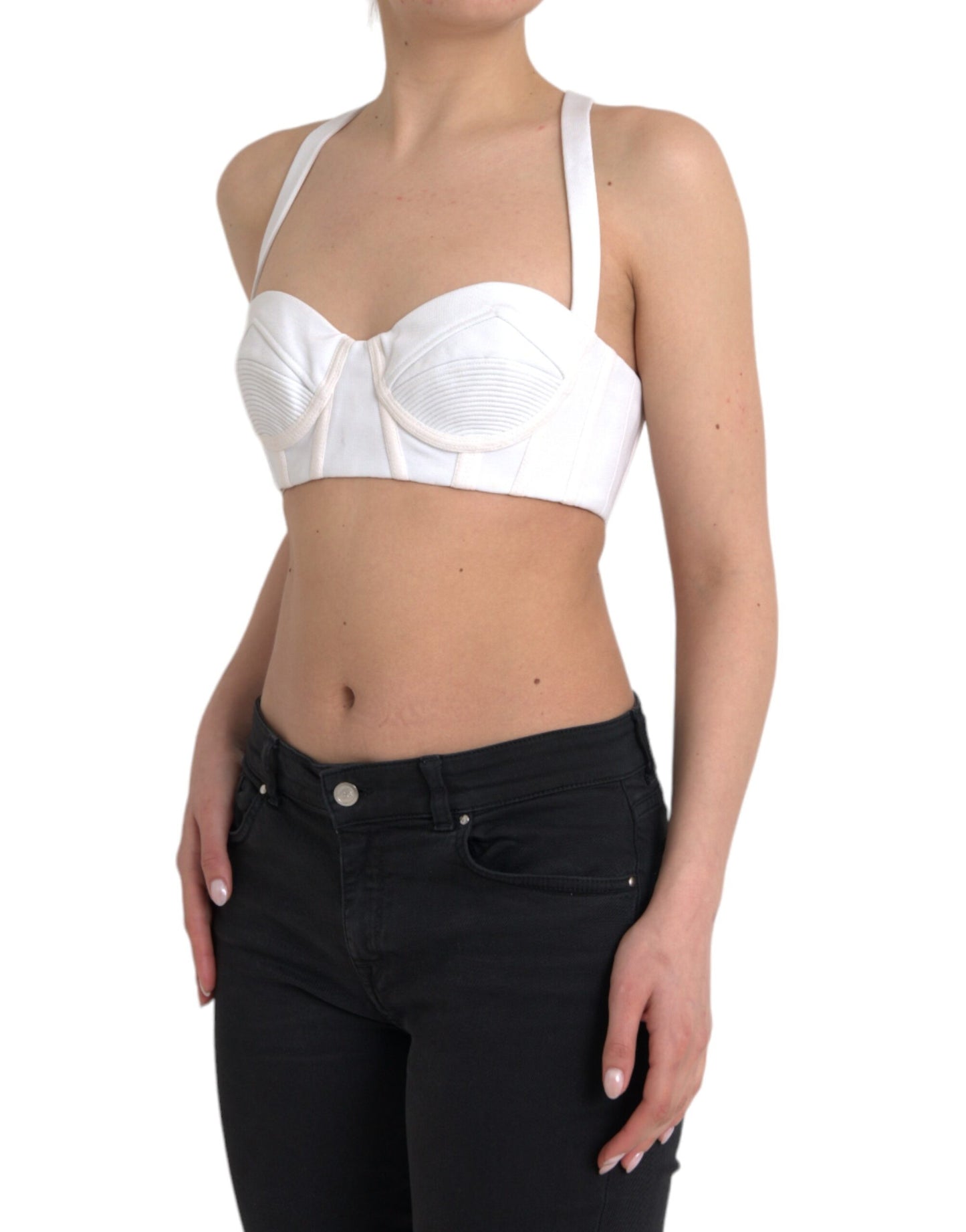 Versace White Viscose Bustier Sleeveless Cropped Top IT42 | M