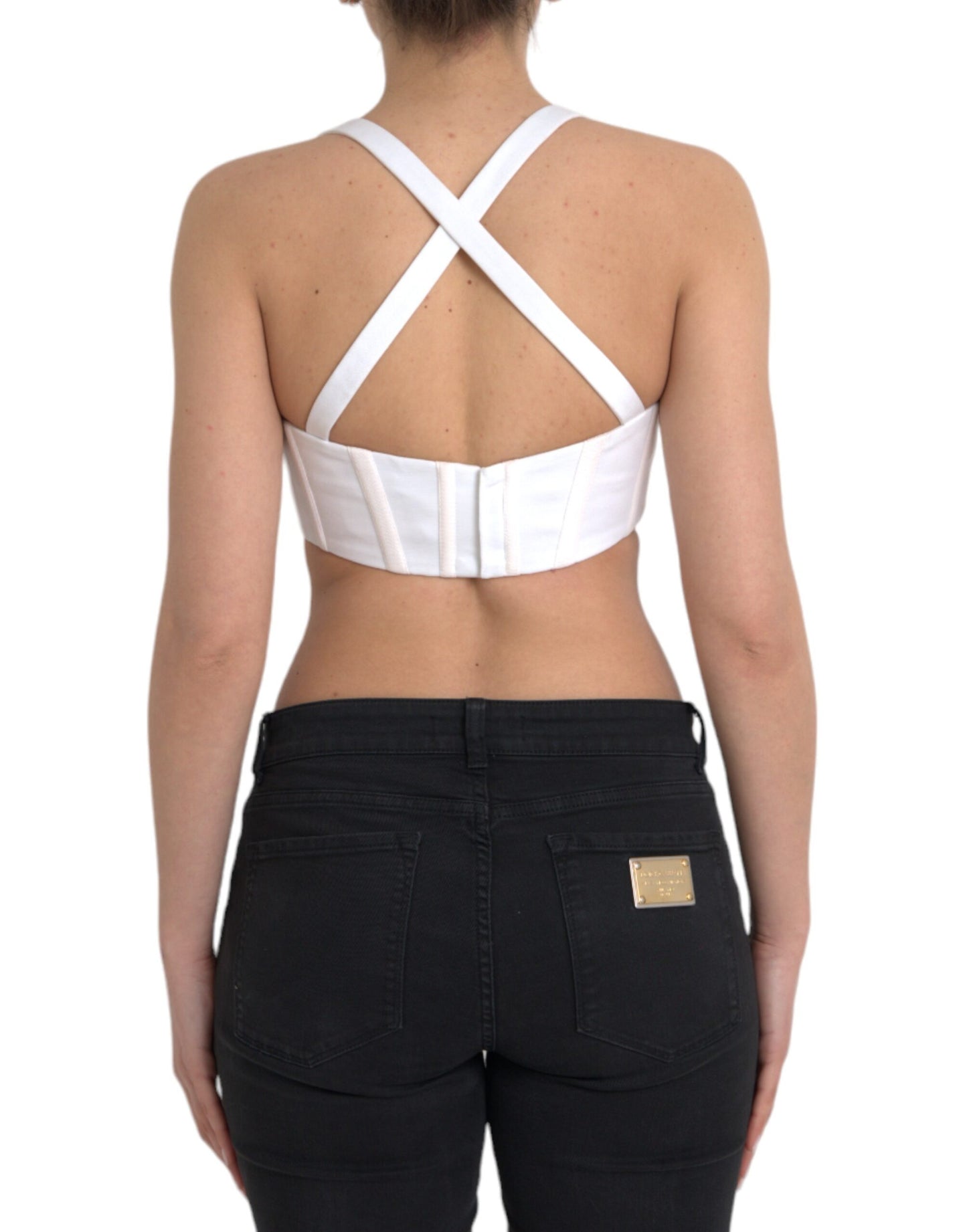 Versace White Viscose Bustier Sleeveless Cropped Top IT42 | M