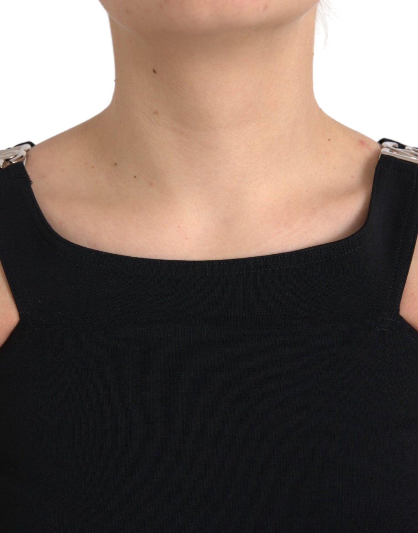 Dolce & Gabbana Black Sleeveless Round Neck Cropped Tank Top IT40 / S