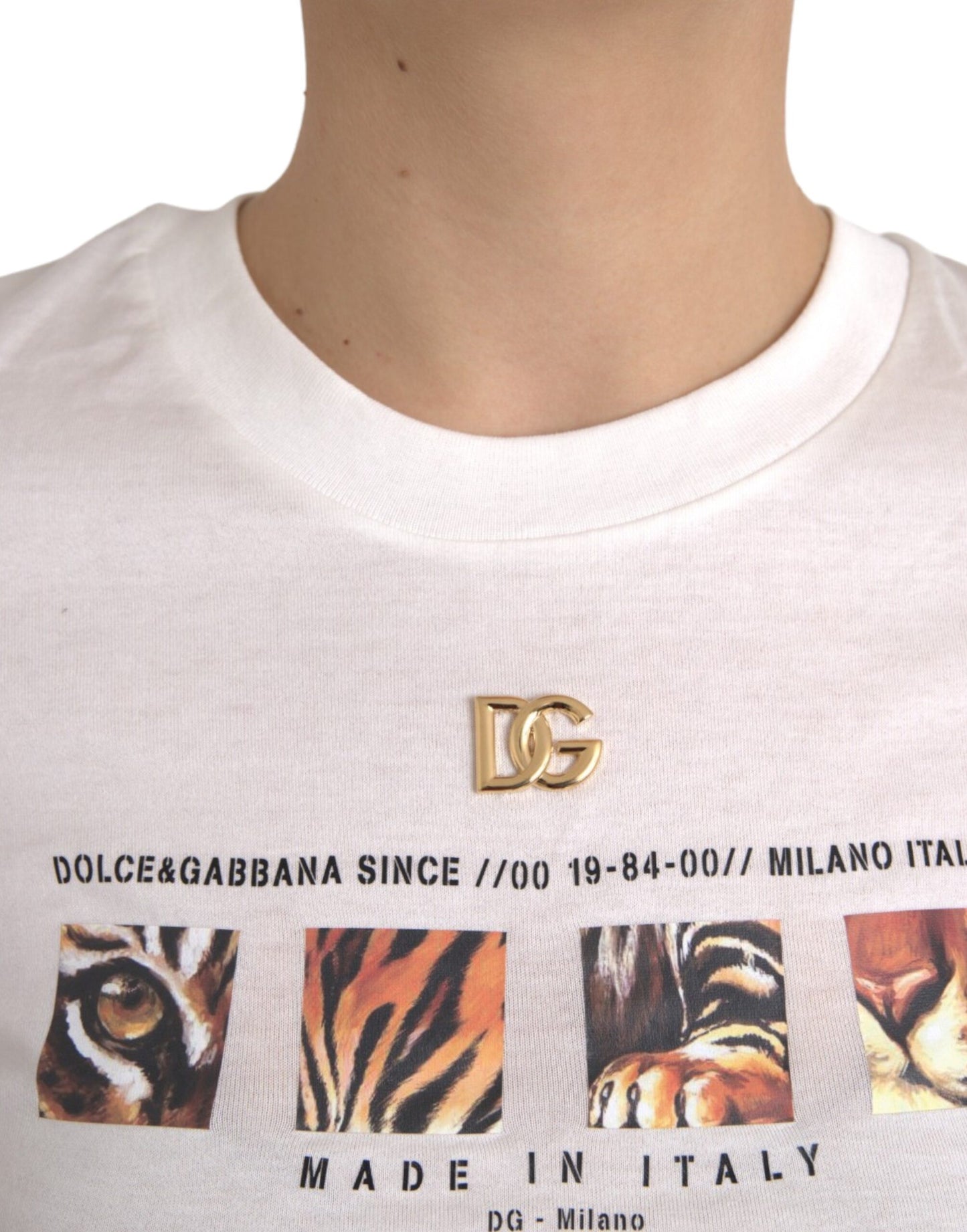 Dolce & Gabbana White Cotton Short Sleeves Crew Neck T-shirt IT36 / XS