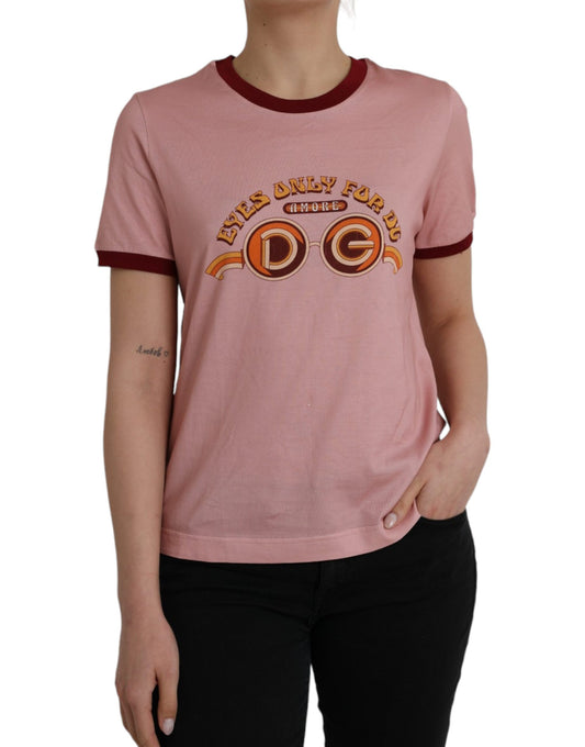 Dolce & Gabbana Pink Cotton Short Sleeves Crew Neck T-shirt IT36 / XS