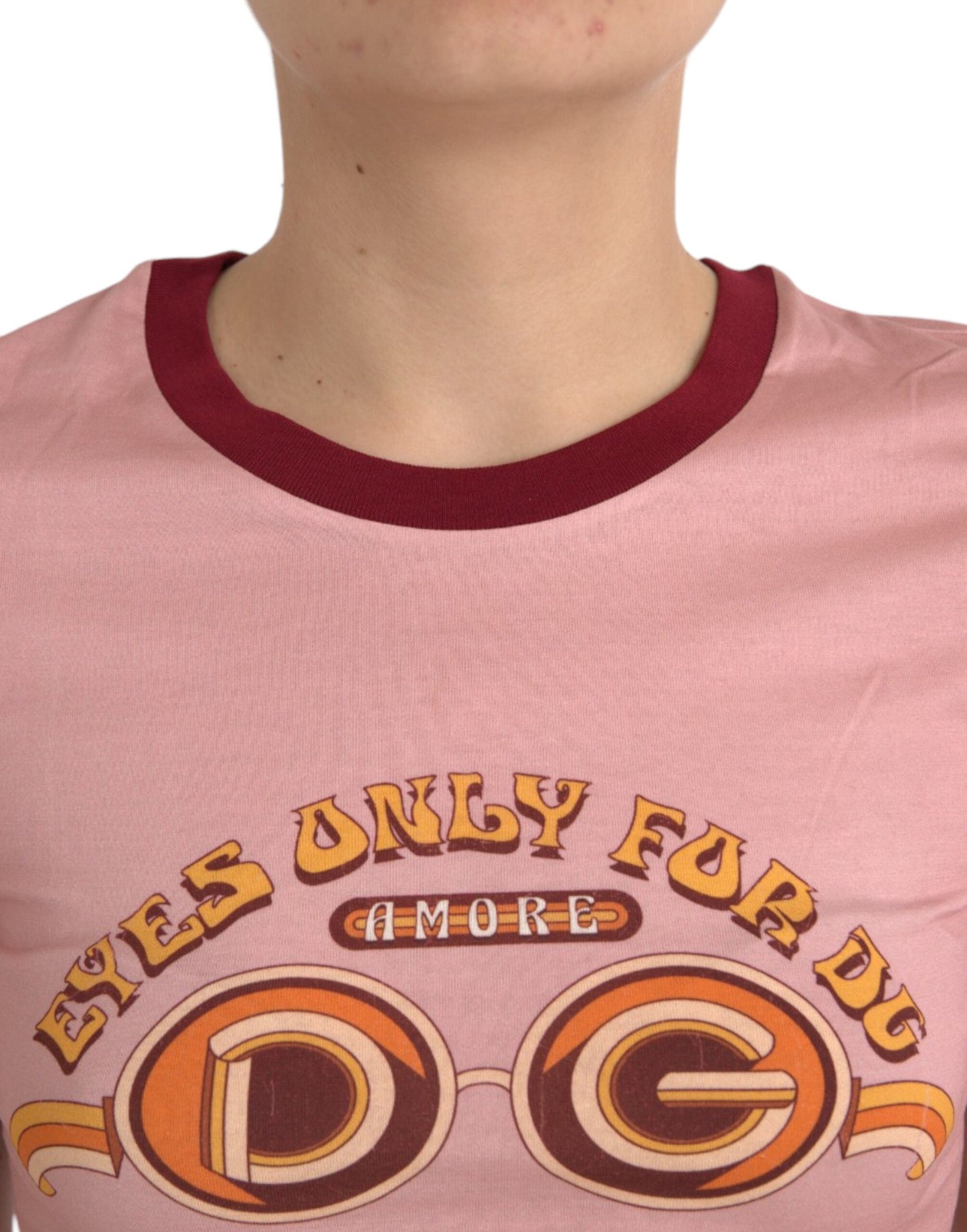 Dolce & Gabbana Pink Cotton Short Sleeves Crew Neck T-shirt IT36 / XS