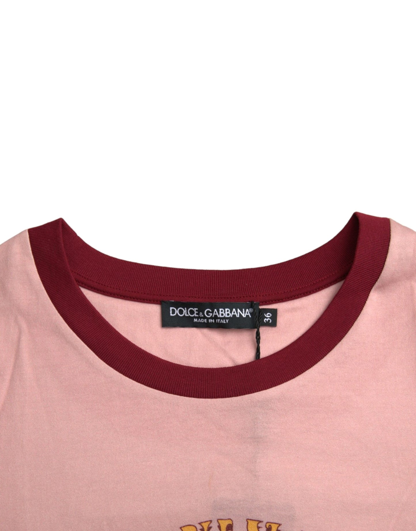 Dolce & Gabbana Pink Cotton Short Sleeves Crew Neck T-shirt IT36 / XS