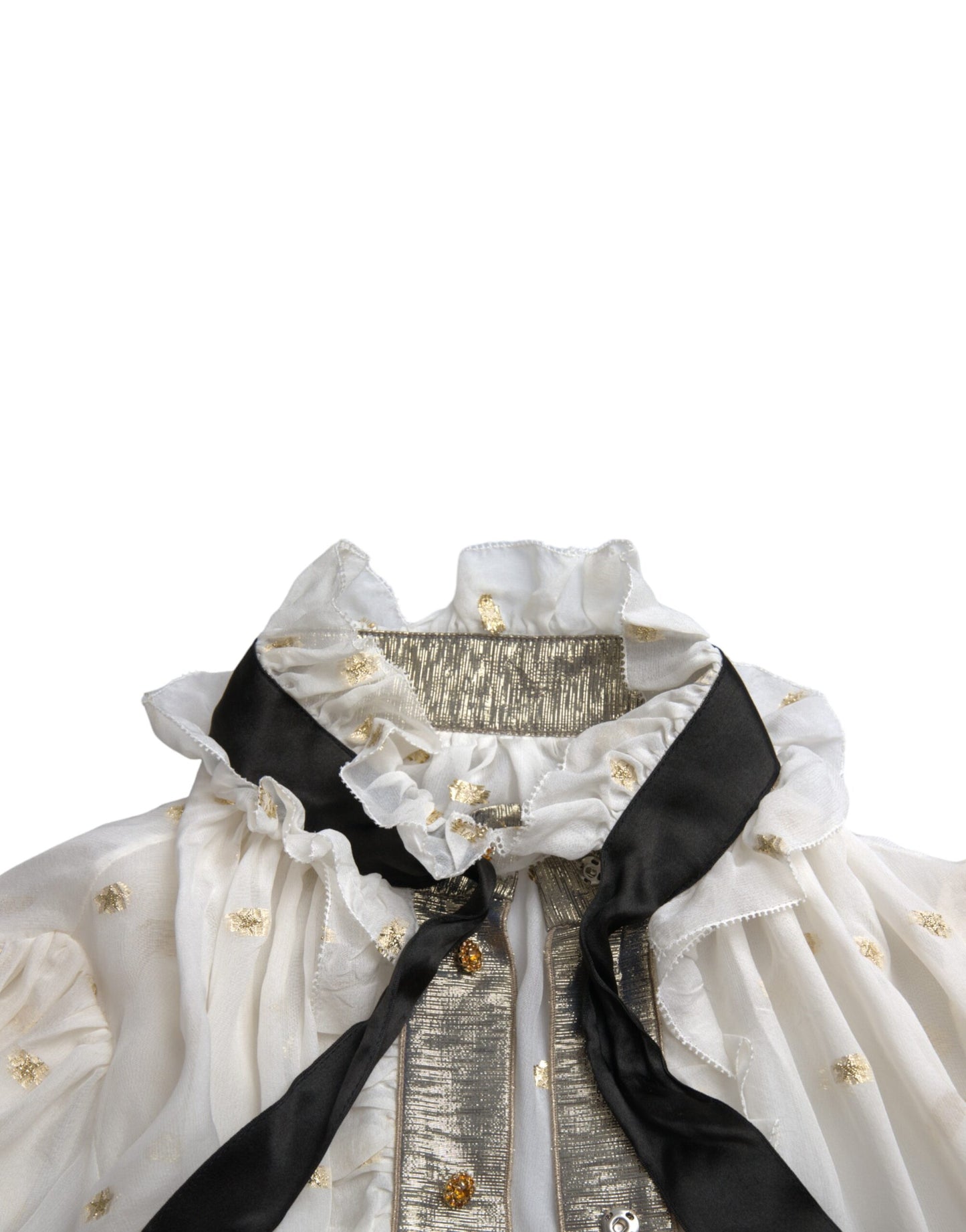 Dolce & Gabbana Off White Silk Blend Ascot Collar Blouse Top IT42 / M