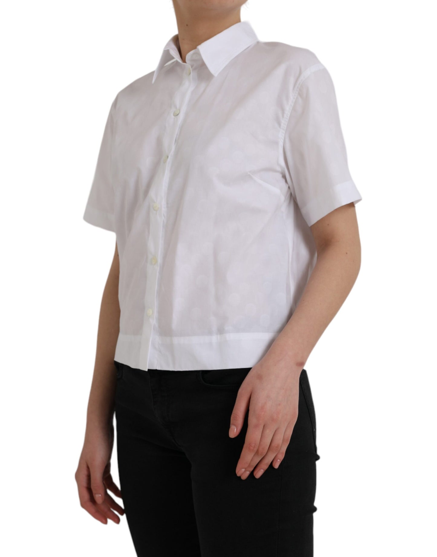 Dolce & Gabbana White Collared Short Sleeve Polo Shirt Top IT44 | L