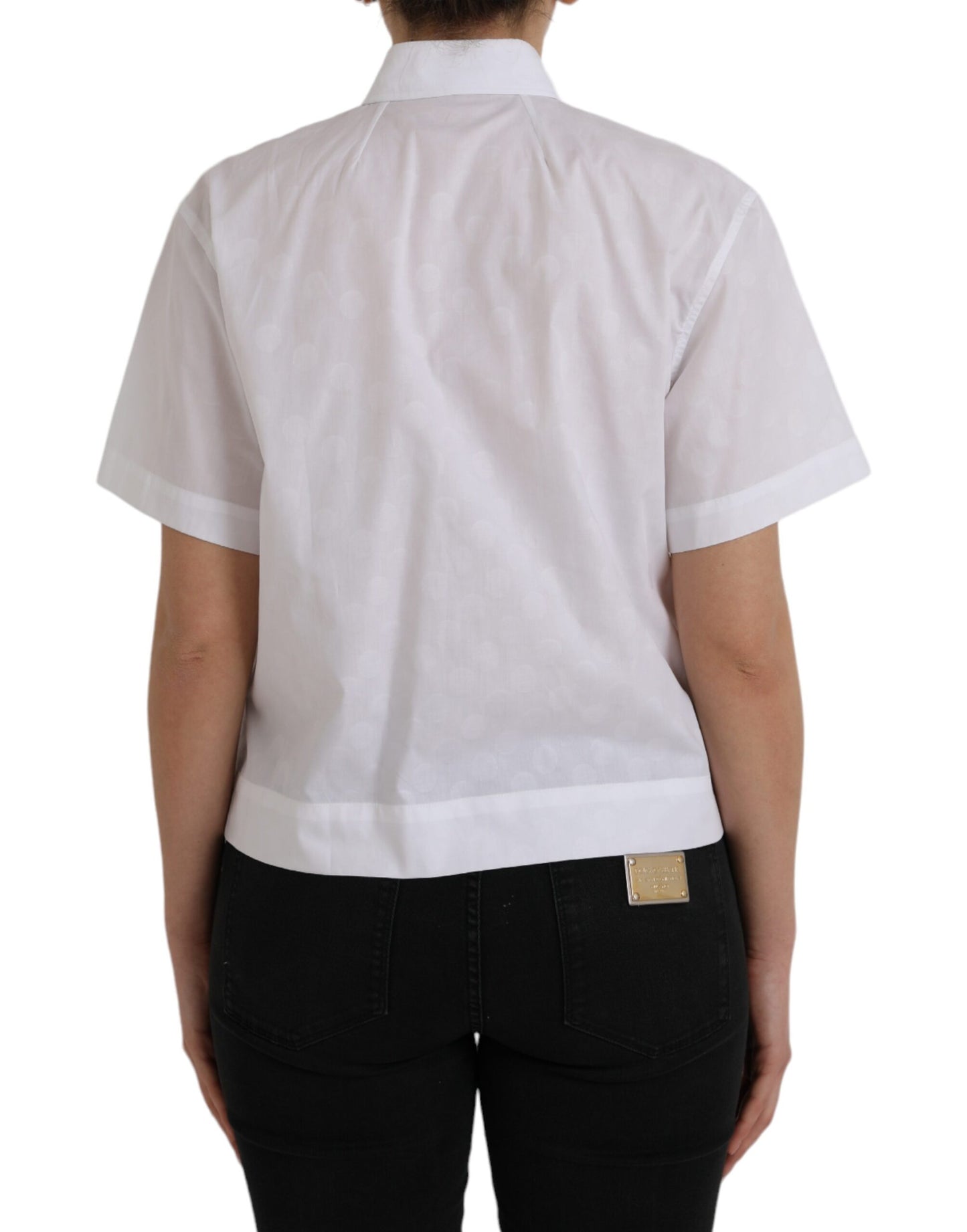 Dolce & Gabbana White Collared Short Sleeve Polo Shirt Top IT44 | L