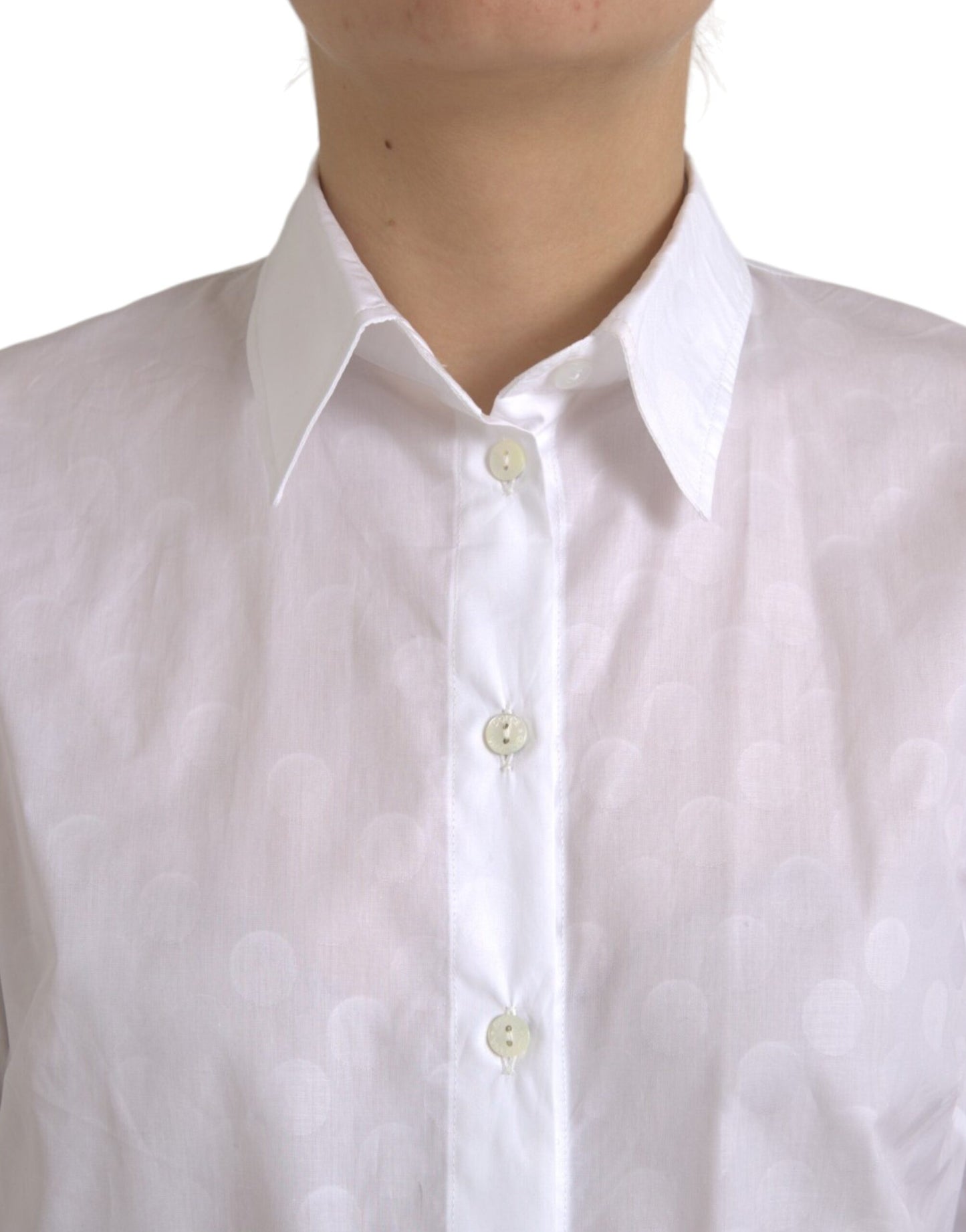 Dolce & Gabbana White Collared Short Sleeve Polo Shirt Top IT44 | L