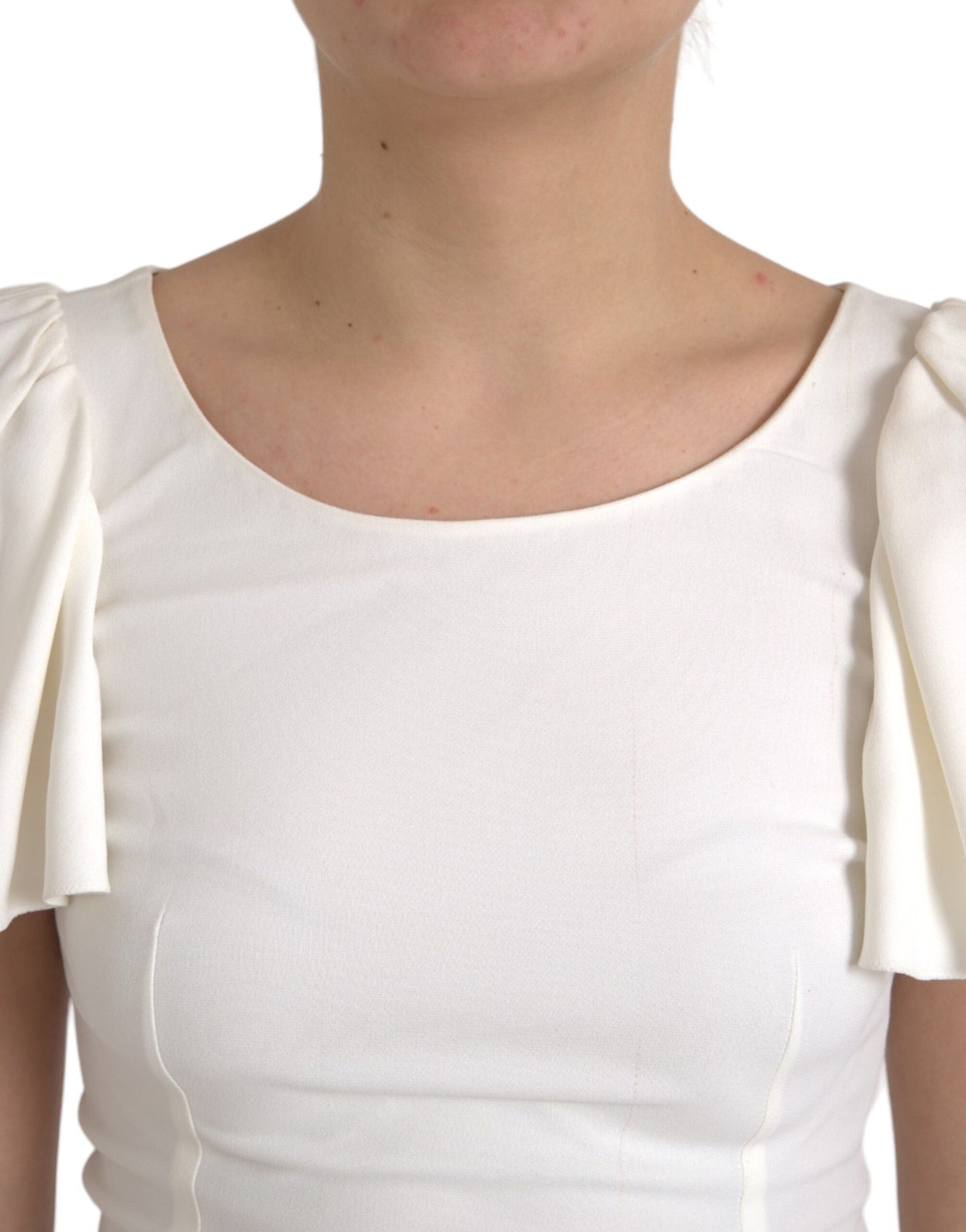 Dolce & Gabbana White Viscose Round Neck Short Sleeves Top IT42 / M