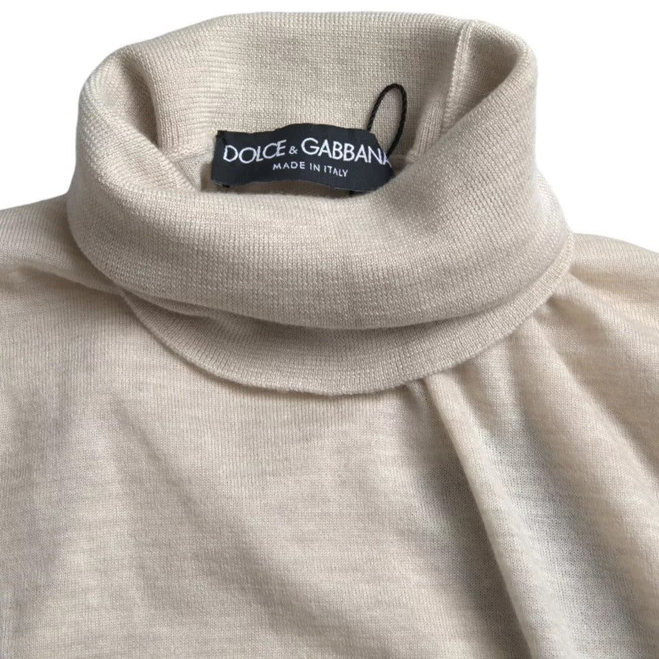 Dolce & Gabbana Pullover Beige Cashmere Turtleneck Sweater IT46 / S