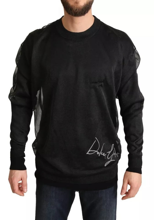 Dolce & Gabbana Black Logo Crewneck Long Sleeve Pullover Sweater SIZE M