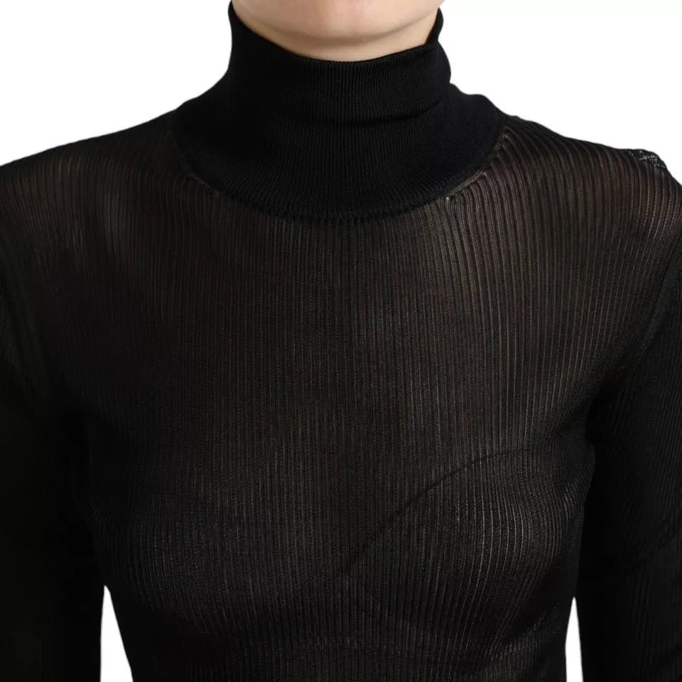 Dolce & Gabbana Black Viscose Turtle Neck Pullover Sweater IT44 / L