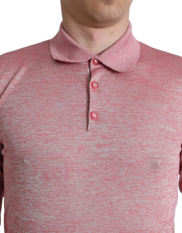 Dolce & Gabbana Pink Polyester Collared Men Pullover Sweater IT50 / L