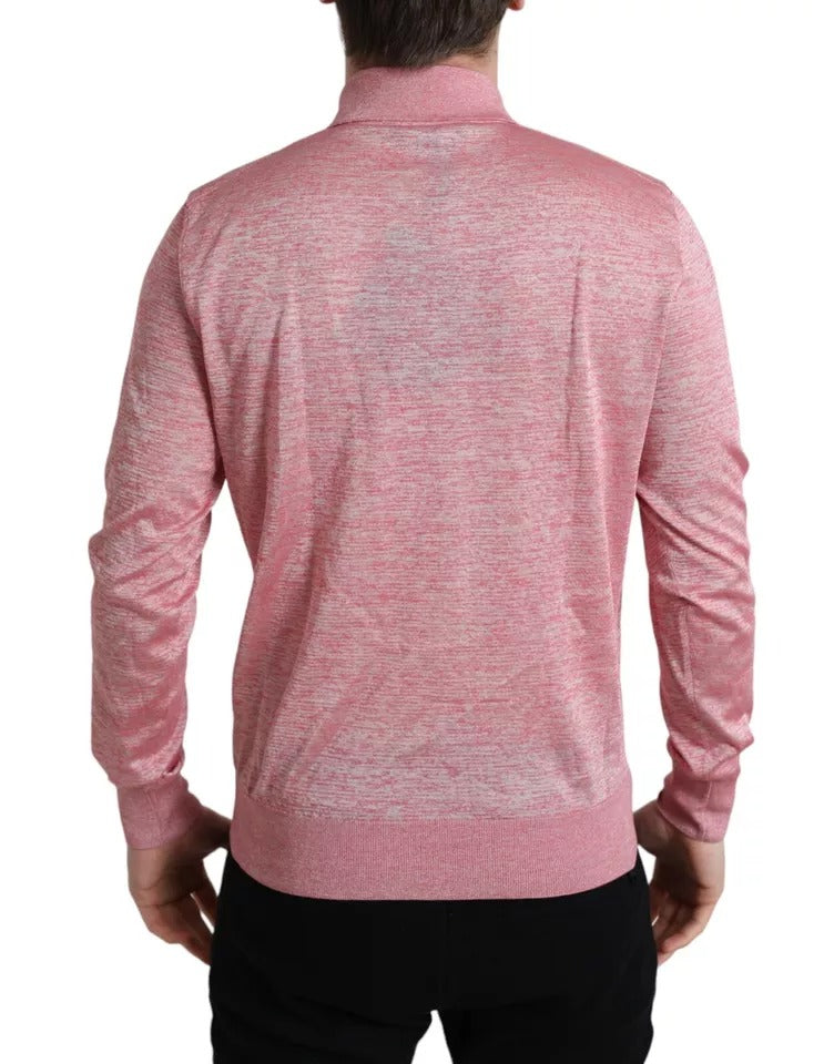 Dolce & Gabbana Pink Polyester Collared Men Pullover Sweater IT50 / L