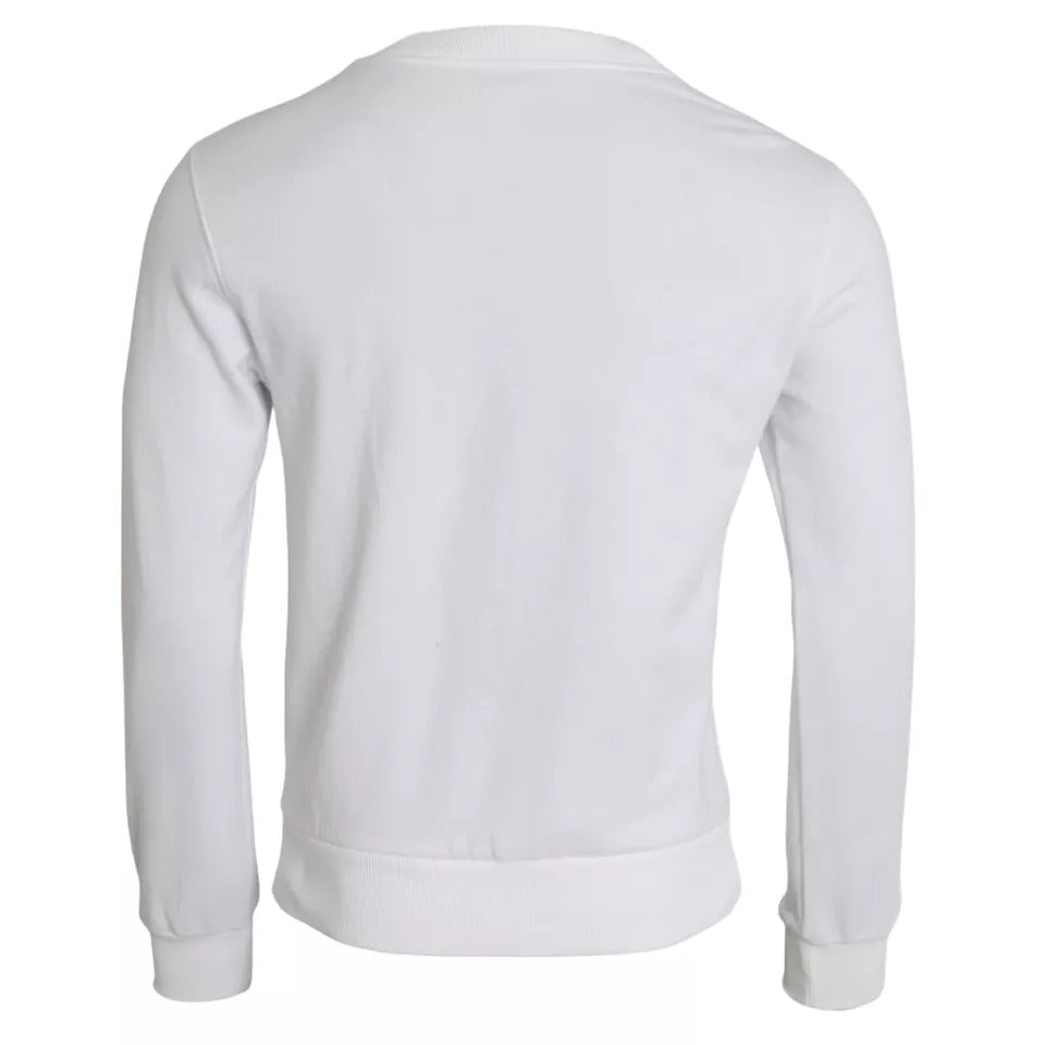 Dolce & Gabbana White Cotton Logo Pullover Sweatshirt Sweater IT46 / S