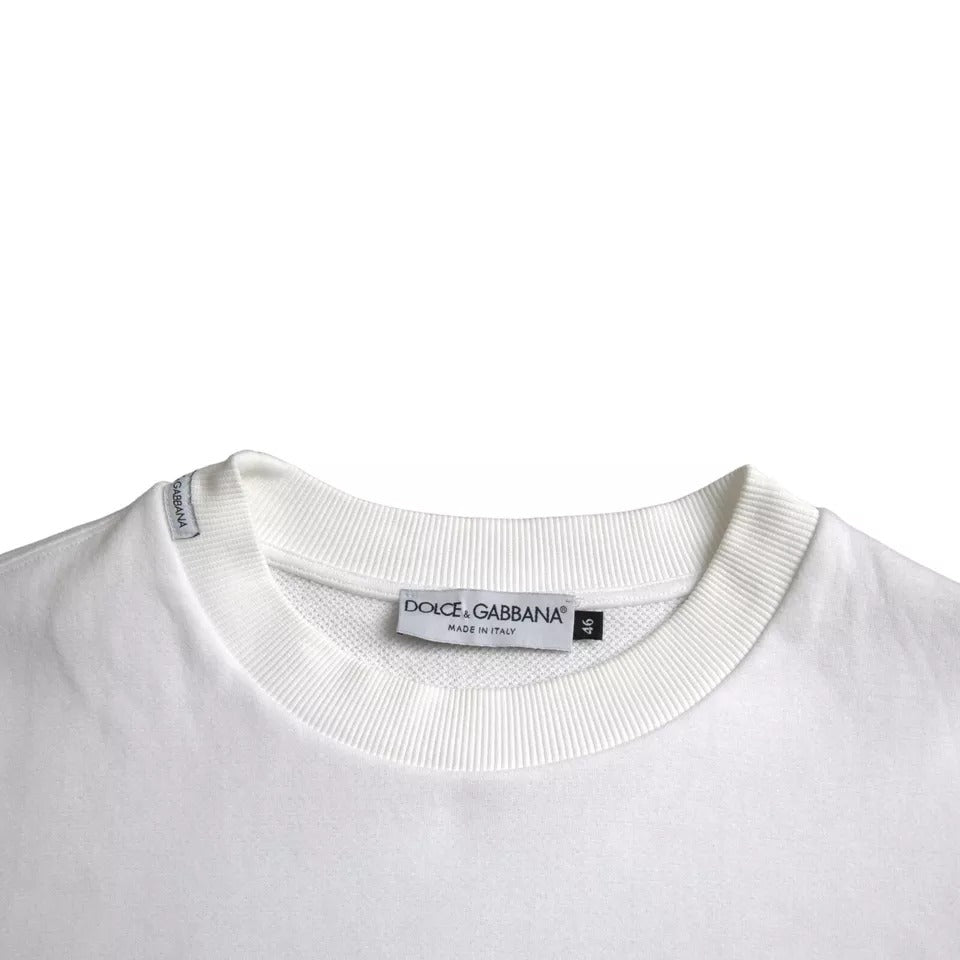 Dolce & Gabbana White Cotton Logo Pullover Sweatshirt Sweater IT46 / S