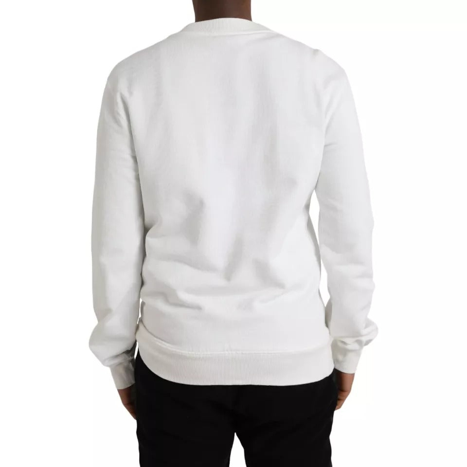 Dolce & Gabbana White Logo Cotton Crew Neck Pullover  Sweater IT46 / S