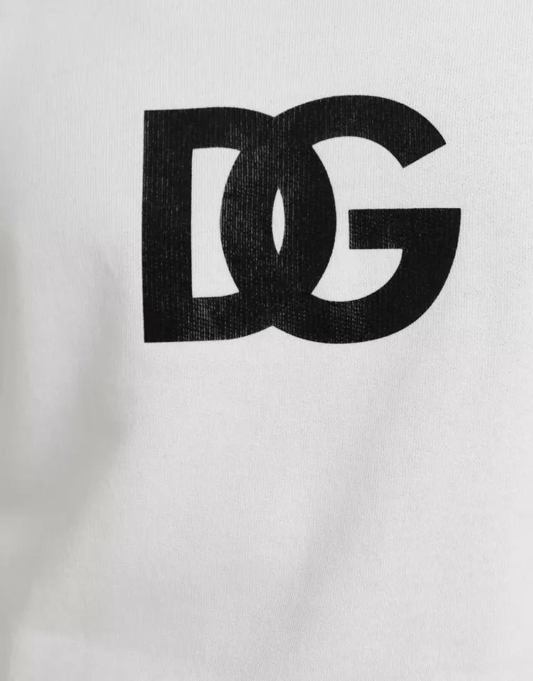 Dolce & Gabbana White Logo Cotton Crew Neck Pullover  Sweater IT46 / S