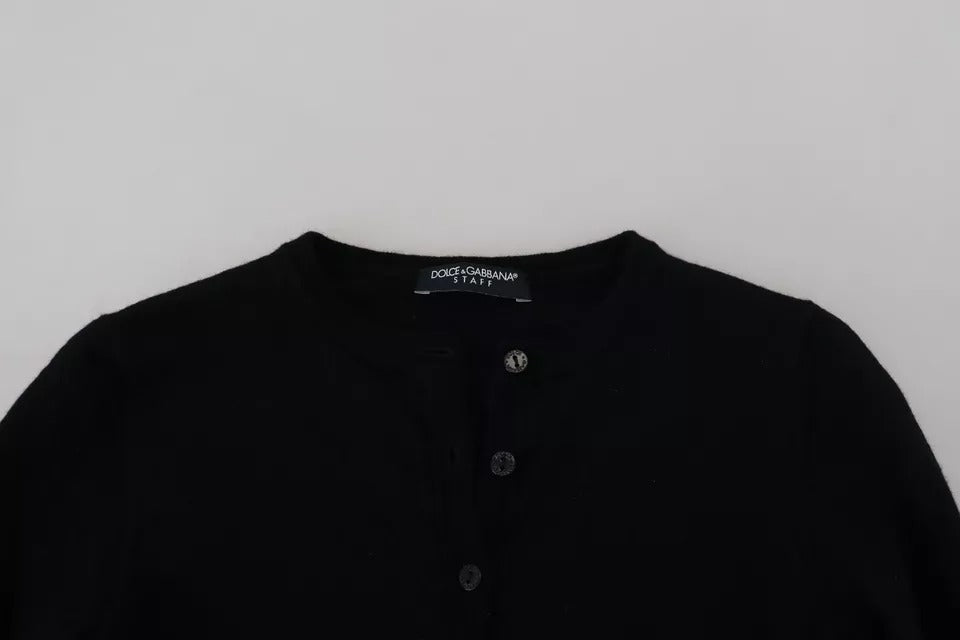 Dolce & Gabbana Black Button Down Slim Cardigan Wool Sweater IT40 / S