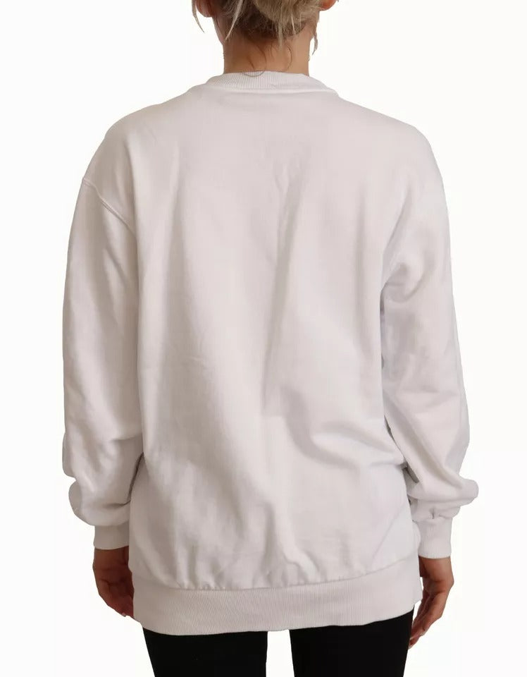 Dolce & Gabbana White Logo Embossed Cotton Sweatshirt Sweater IT40 | S