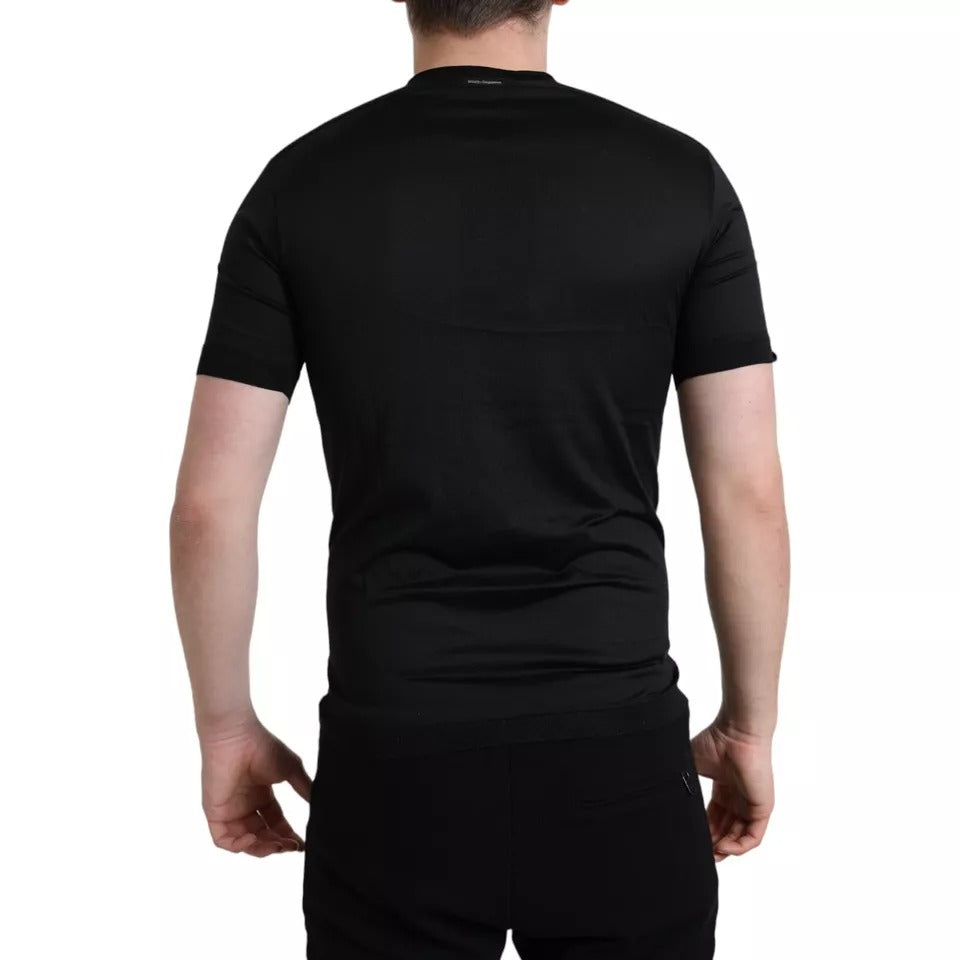 Dolce & Gabbana Black Buttoned Roundneck Short Sleeve T-shirt IT42 / XS