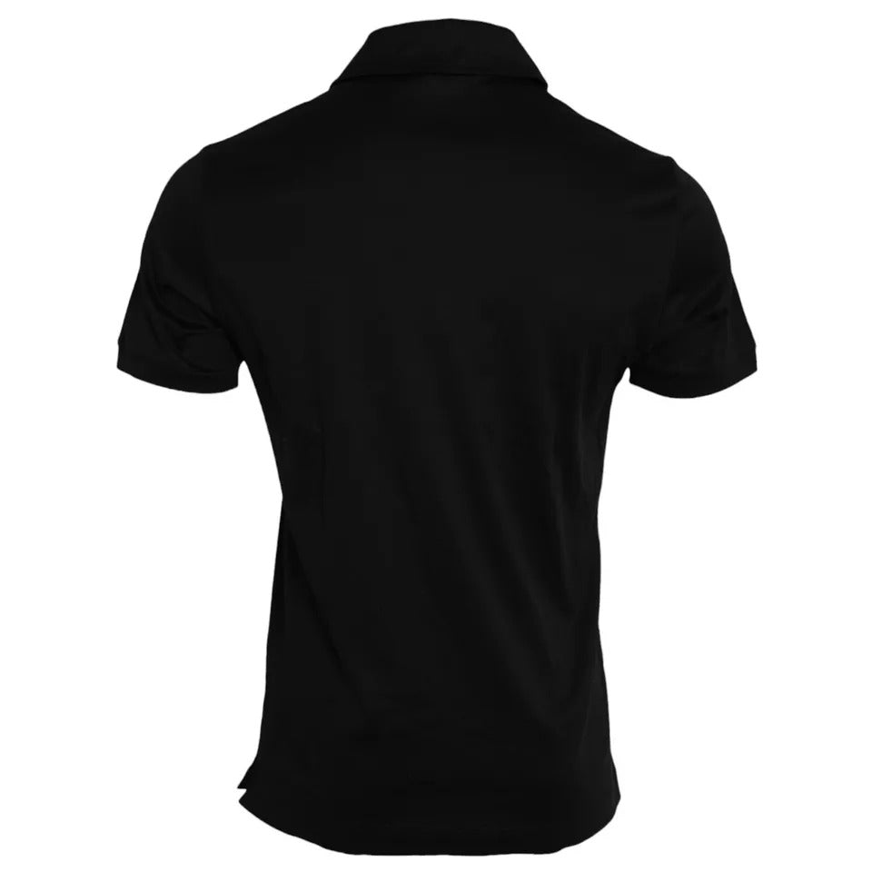 Dolce & Gabbana Black Logo Cotton Collared Polo Top T-shirt IT50 / L