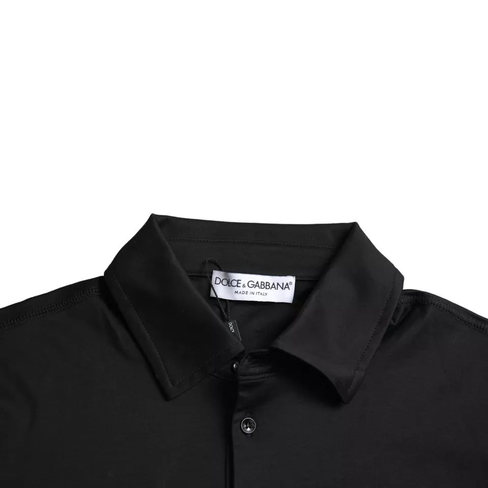 Dolce & Gabbana Black Logo Cotton Collared Polo Top T-shirt IT50 / L