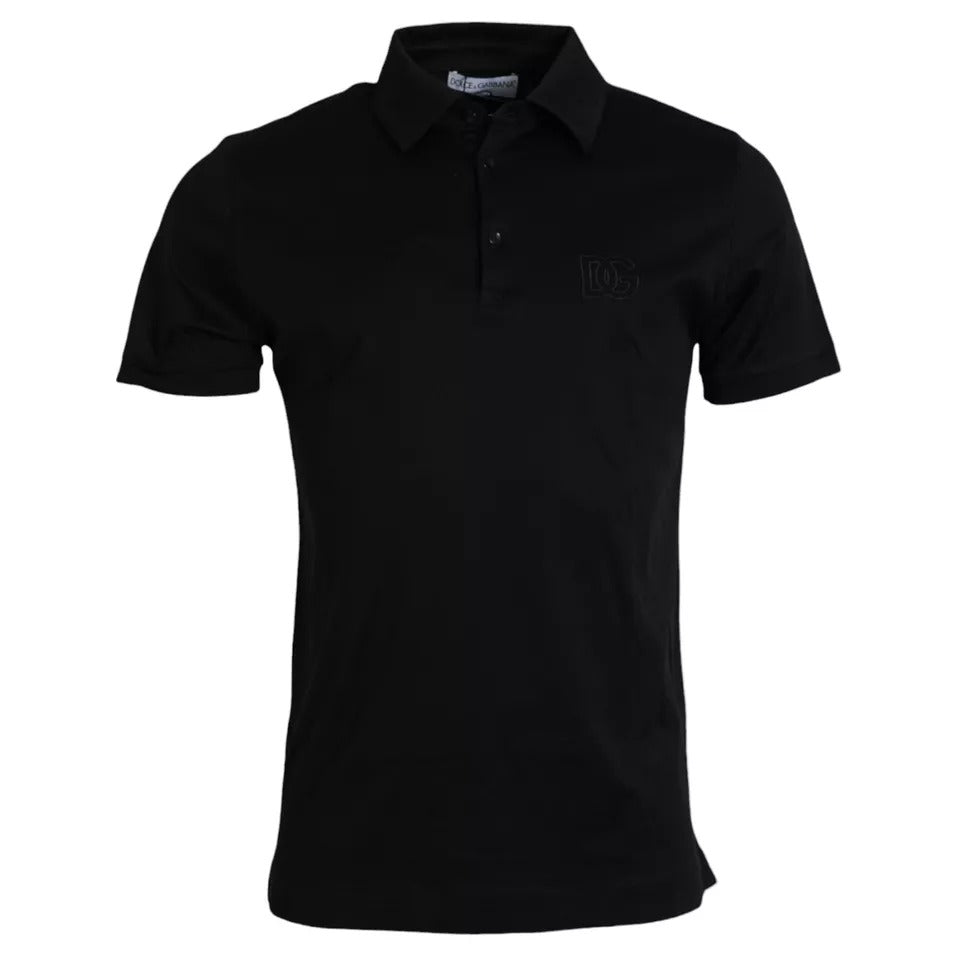 Dolce & Gabbana Black Logo Cotton Collared Polo Top T-shirt IT50 / L