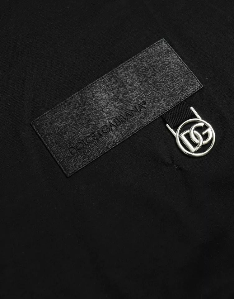 Dolce & Gabbana Black Logo Patch Cotton Crew Neck T-shirt IT52 / XL